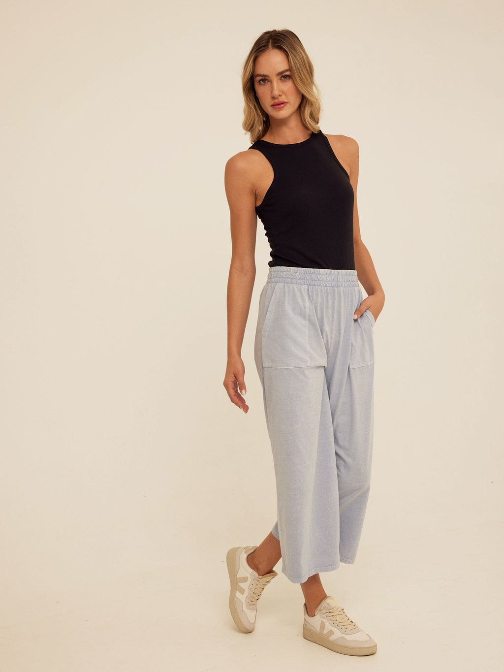 Feather Rib High Neck Tank Top