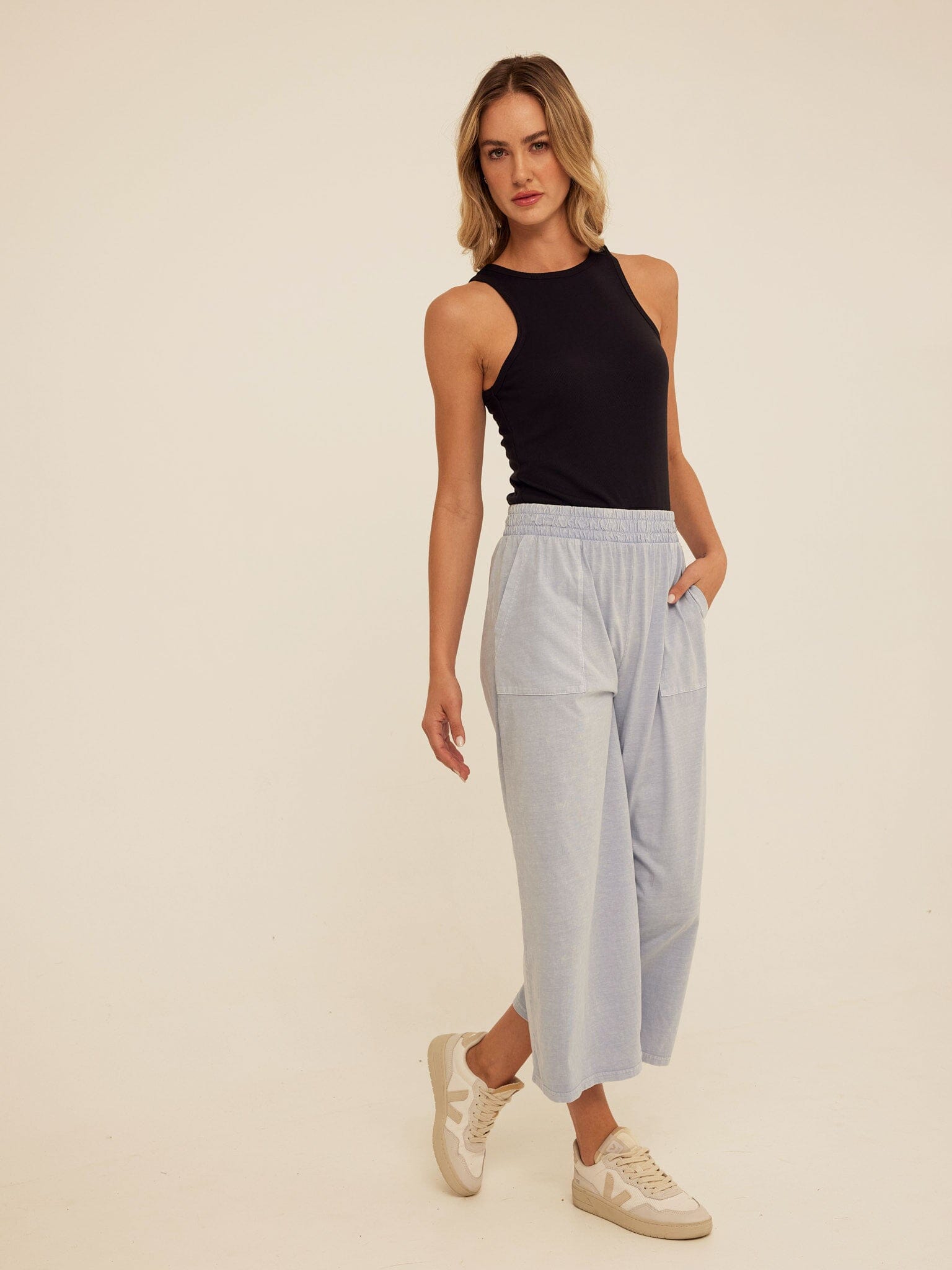 Feather Rib High Neck Tank Top