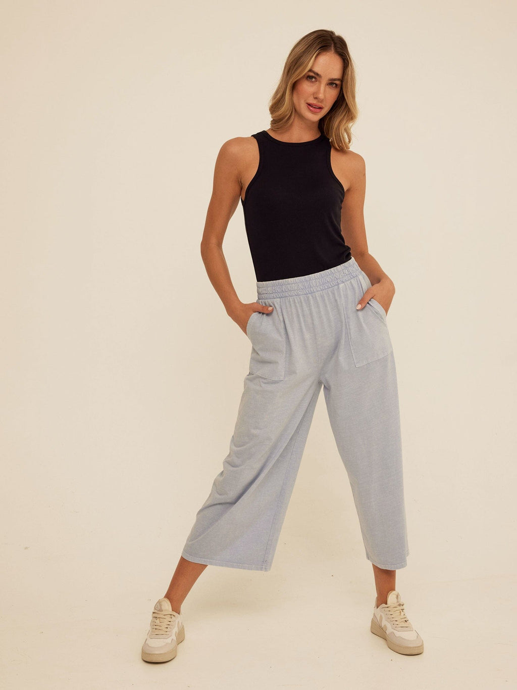 Feather Rib High Neck Tank Top