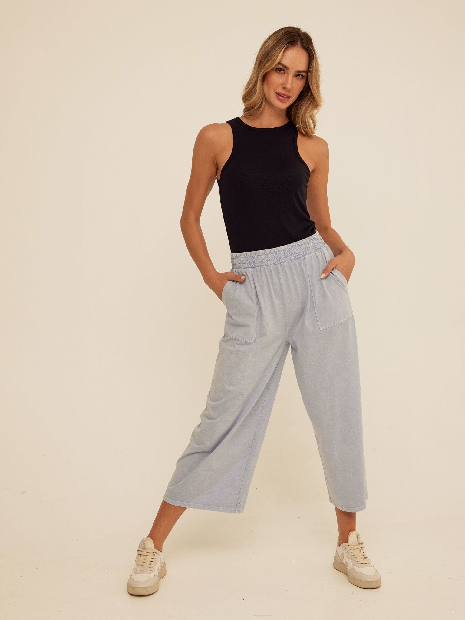 Feather Rib High Neck Tank Top