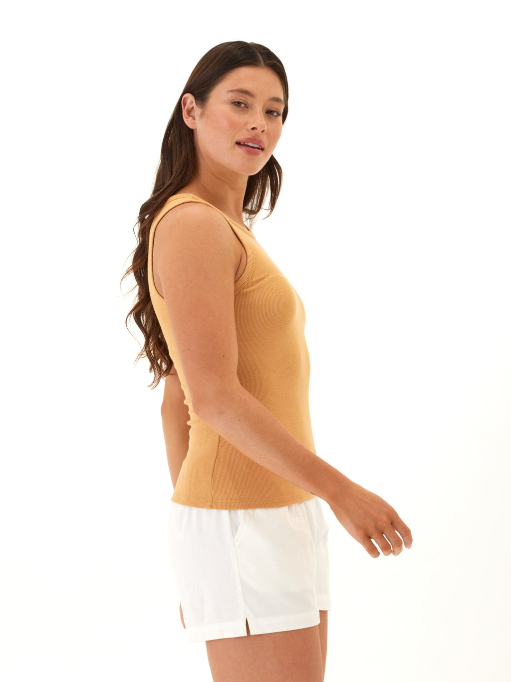 Women's Mustard-Yellow Core Feather Rib Tank Top