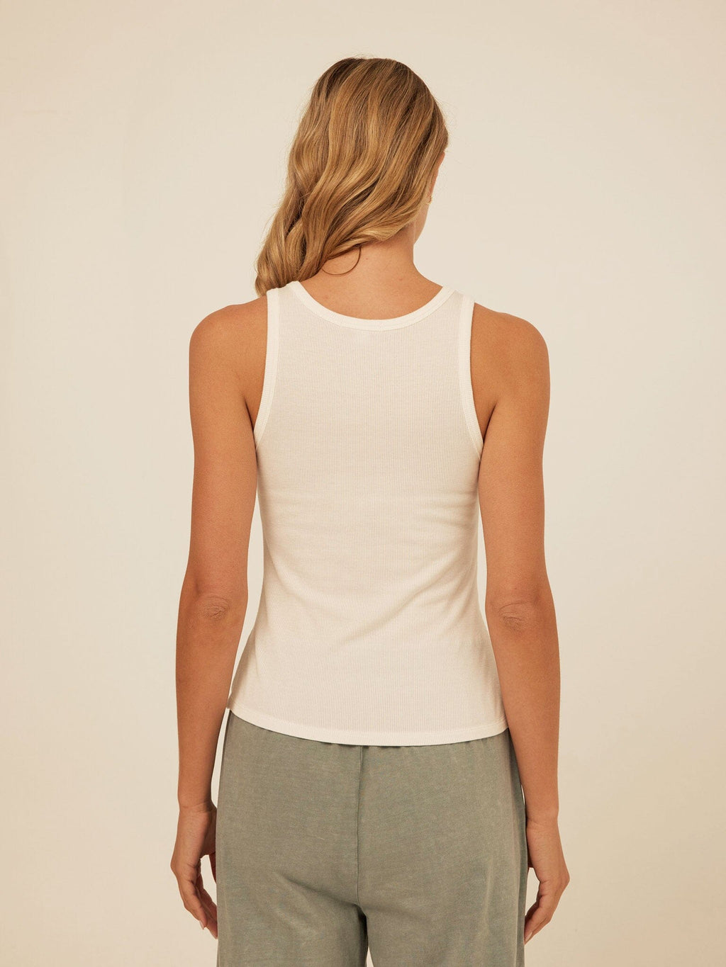 Feather Rib High Neck Tank Top