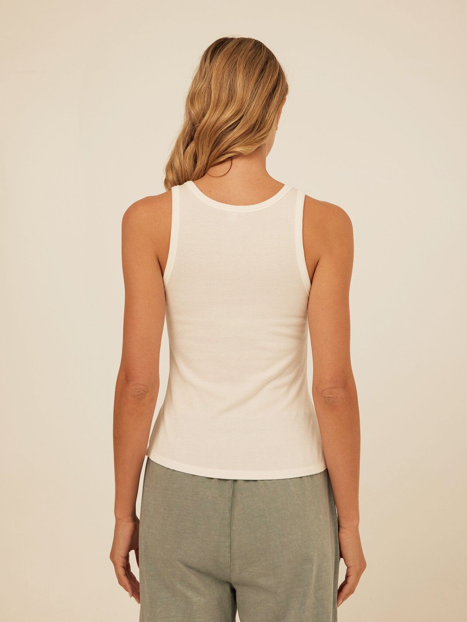 Feather Rib High Neck Tank Top