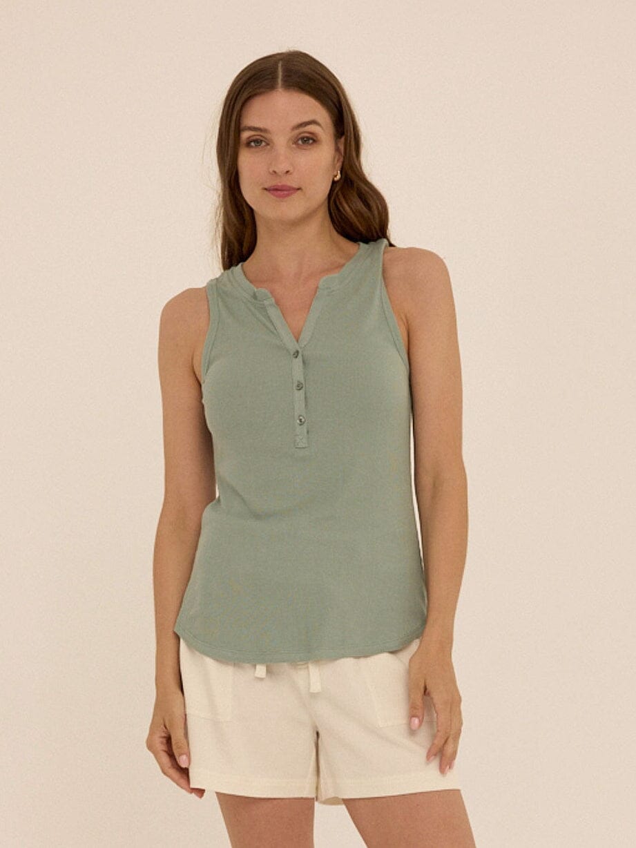Akia Feather Rib Henley Tank