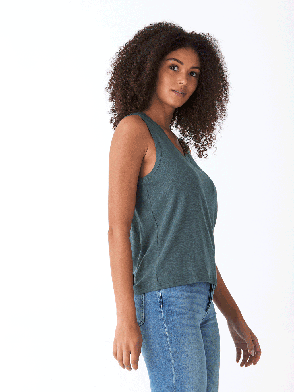 Kinsley V-Neck Textured Slub Jersey Top for Women