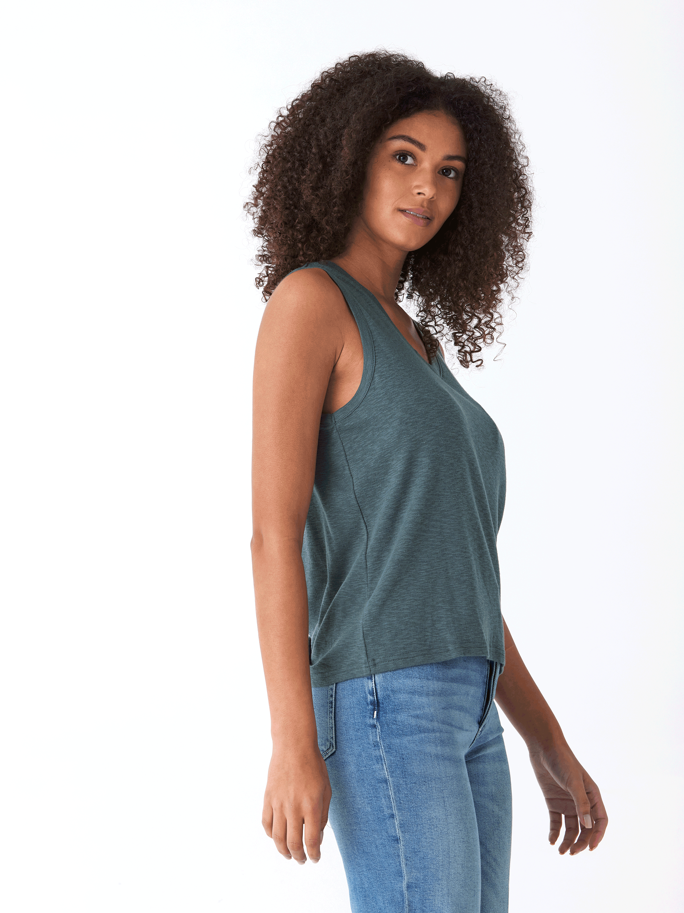 Kinsley V-Neck Textured Slub Jersey Top for Women