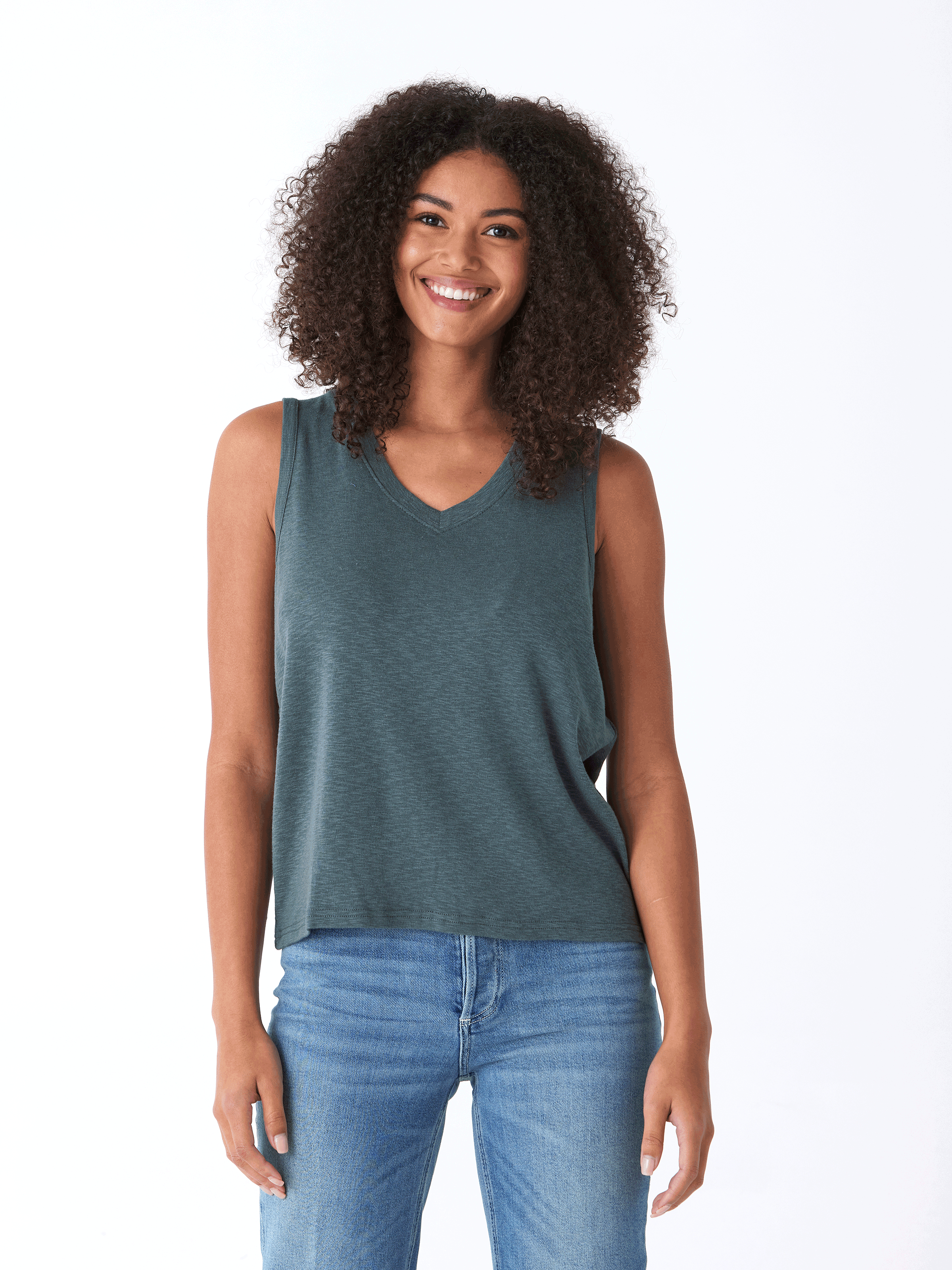 Kinsley V-Neck Textured Slub Jersey Top for Women