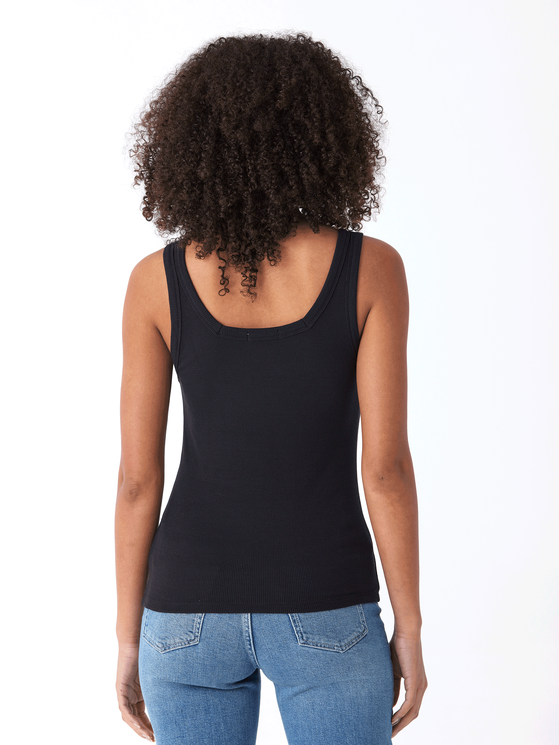 Yvette Feather Rib Tank Top for Women in Black