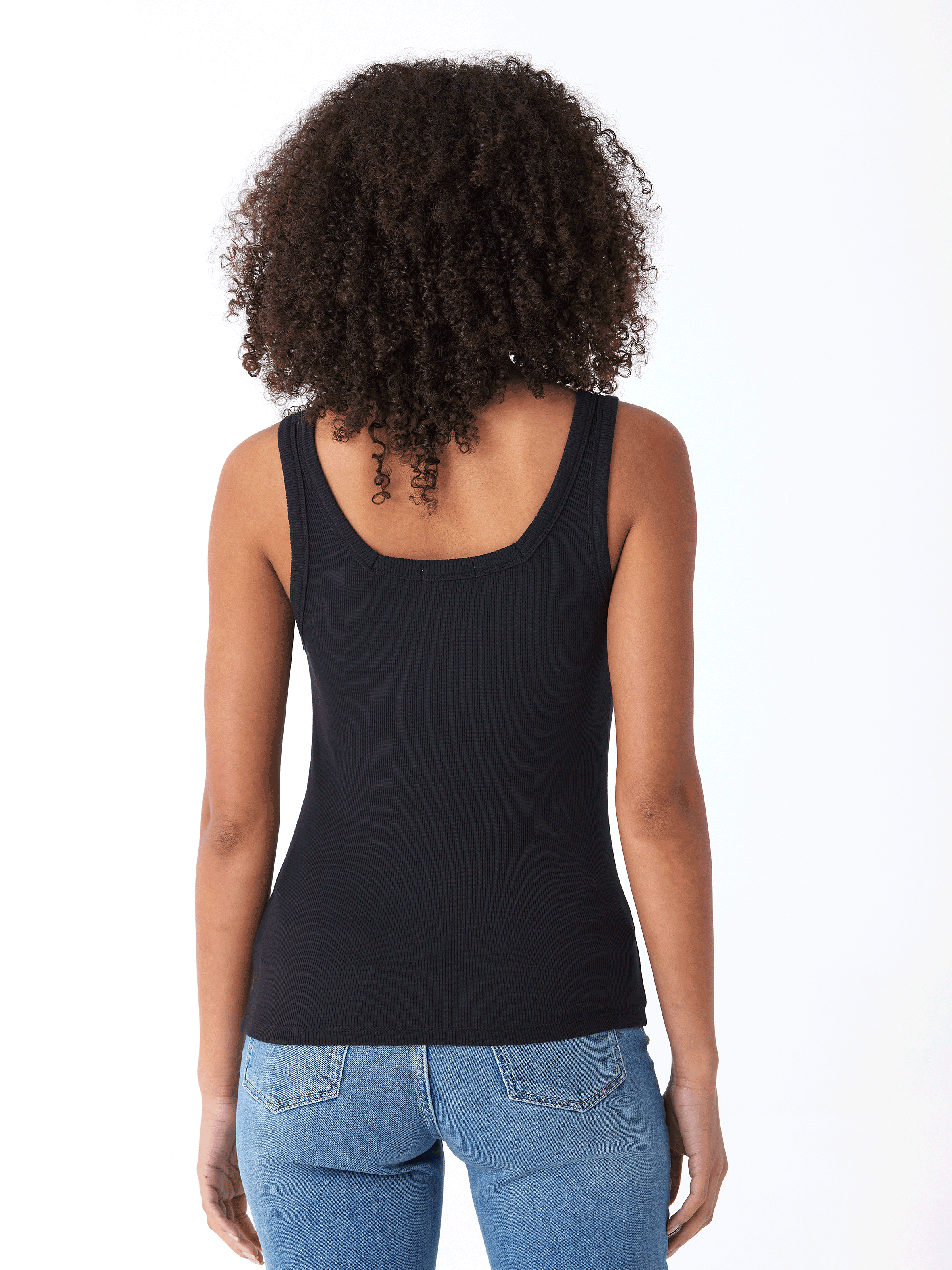 Yvette Feather Rib Tank Top for Women in Black