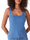 Close up of Yvette Feather Rib Tank in a classic, soft ribbed fabric design
