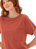 Rust colored Core Triblend Jersey Pocket Tee with a classic crew neck