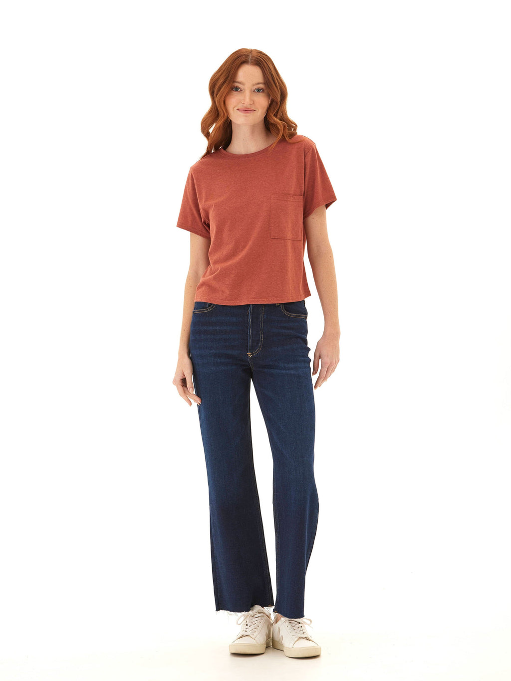 Core Triblend Jersey Pocket Tee in Rust and Terracotta