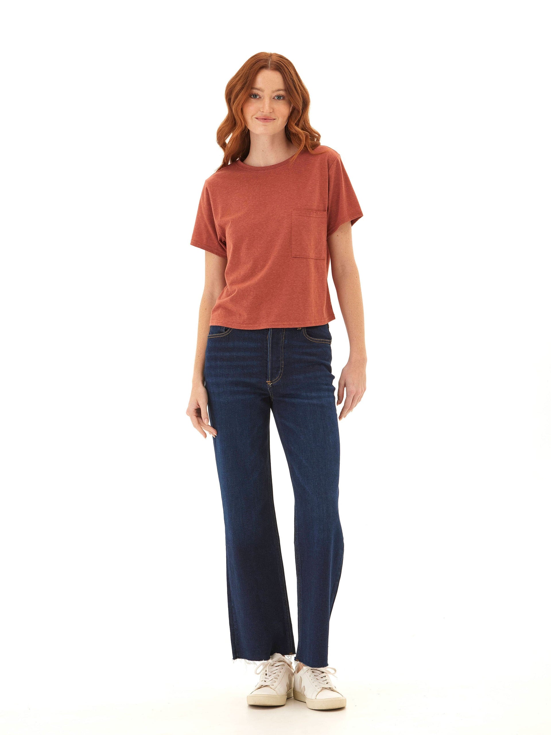 Core Triblend Jersey Pocket Tee in Rust and Terracotta