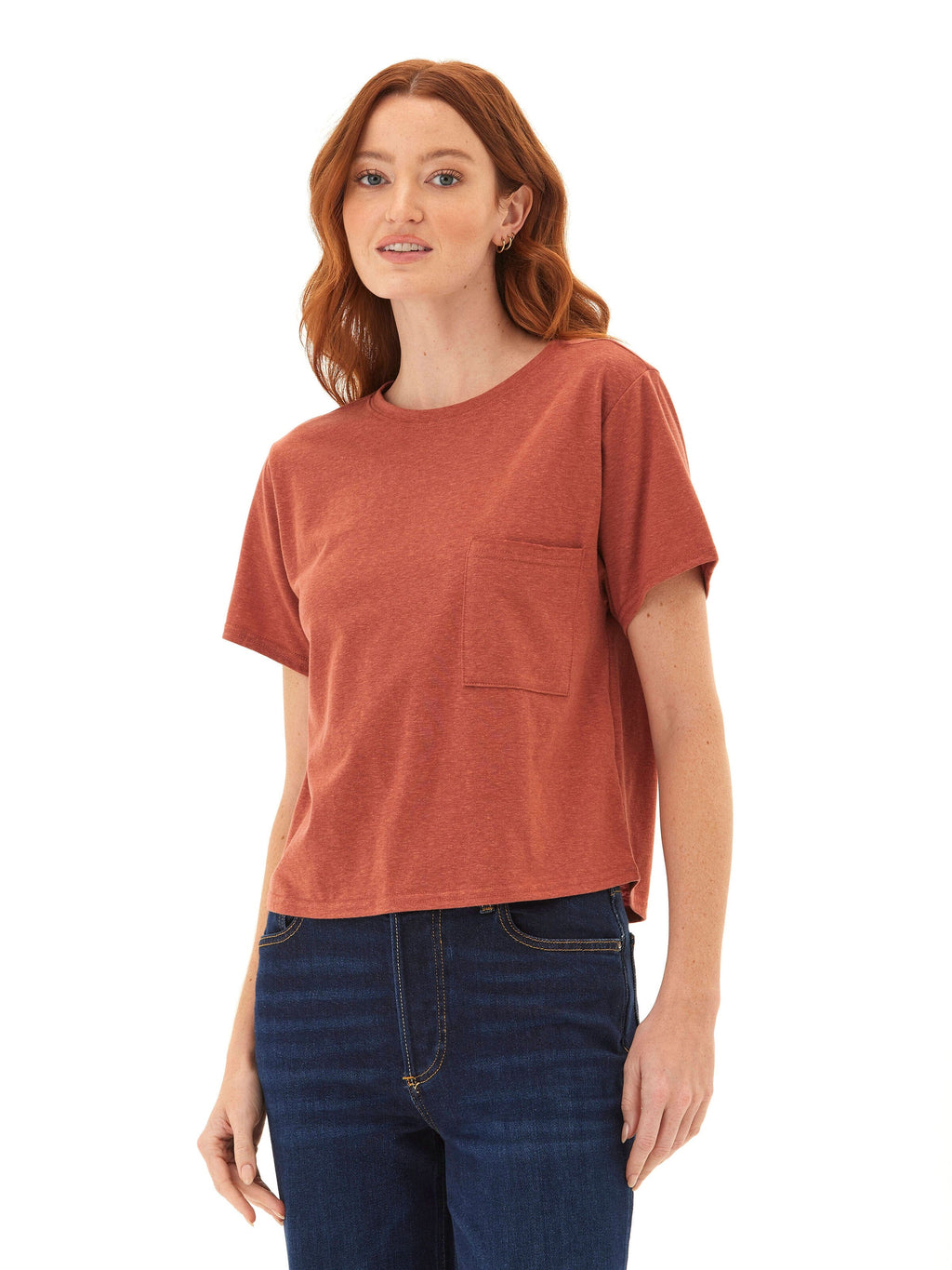 Core Triblend Jersey Pocket Tee in Rust and Terracotta