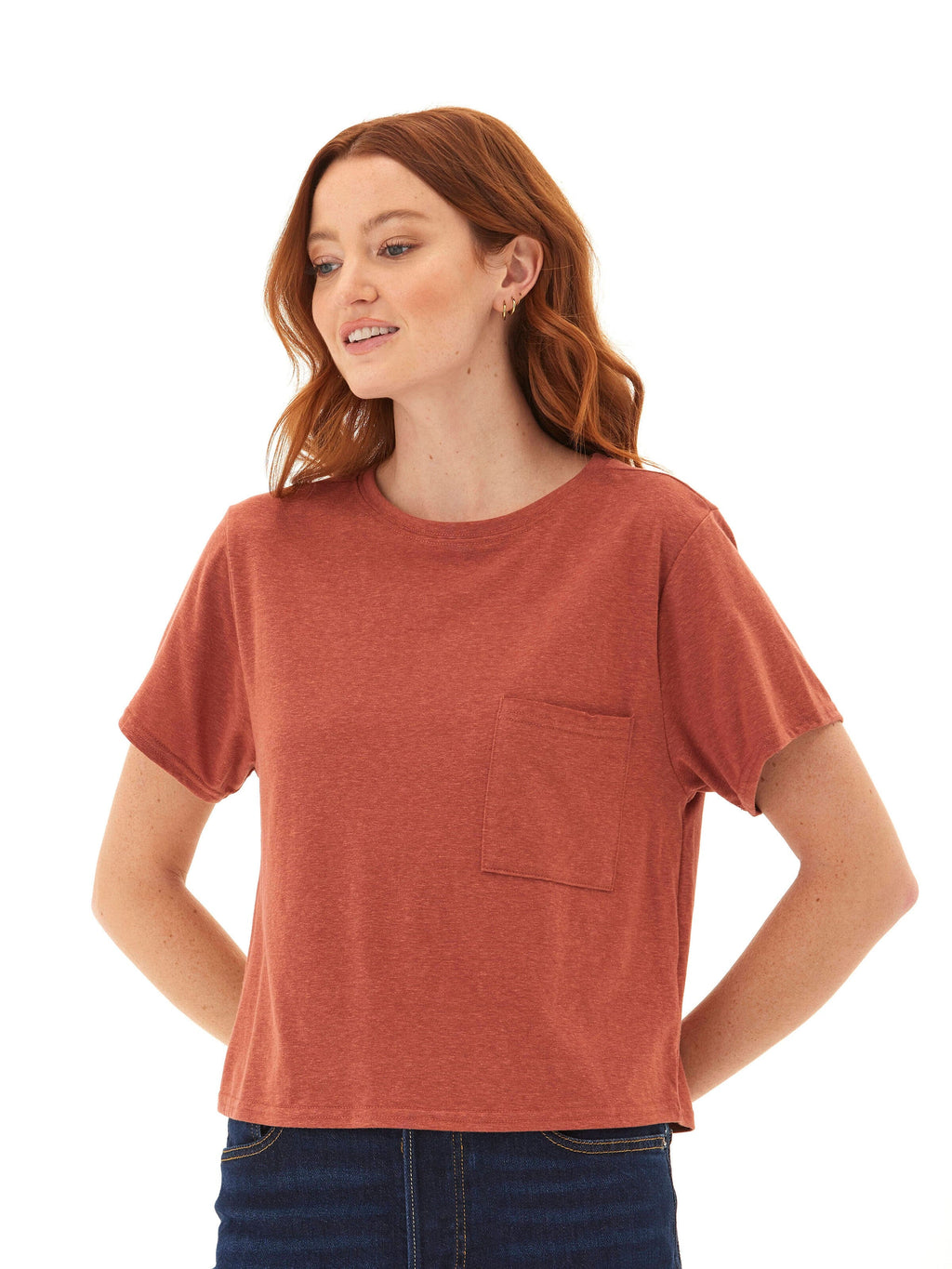 Core Triblend Jersey Pocket Tee in Rust and Terracotta