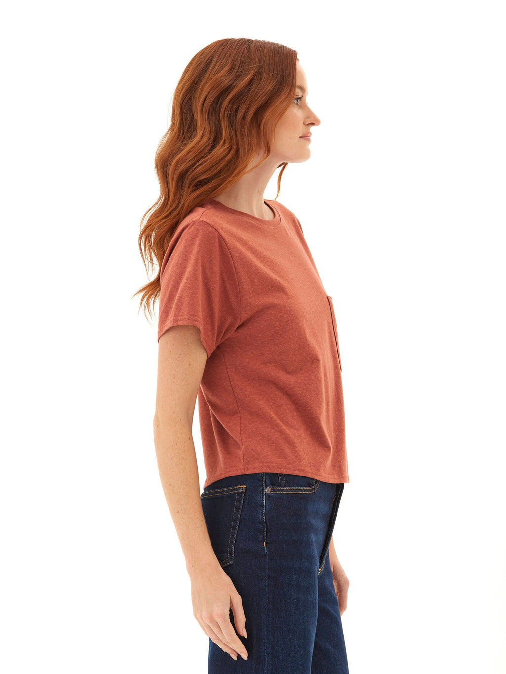 Core Triblend Jersey Pocket Tee in Rust and Terracotta