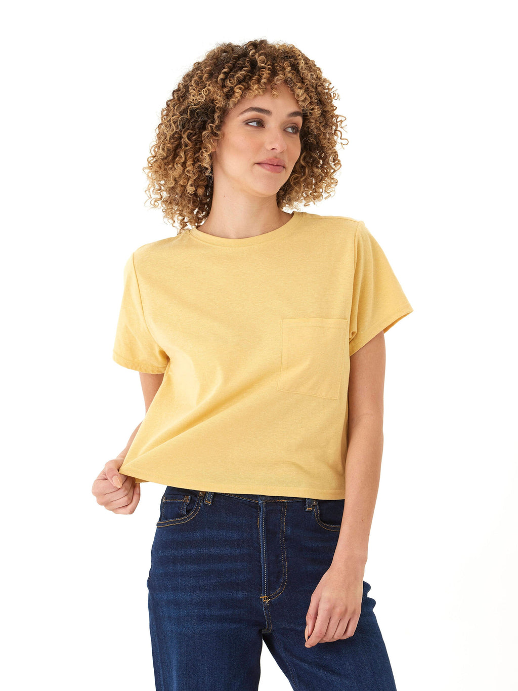 Women's Core Triblend Jersey Pocket Tee in Yellow