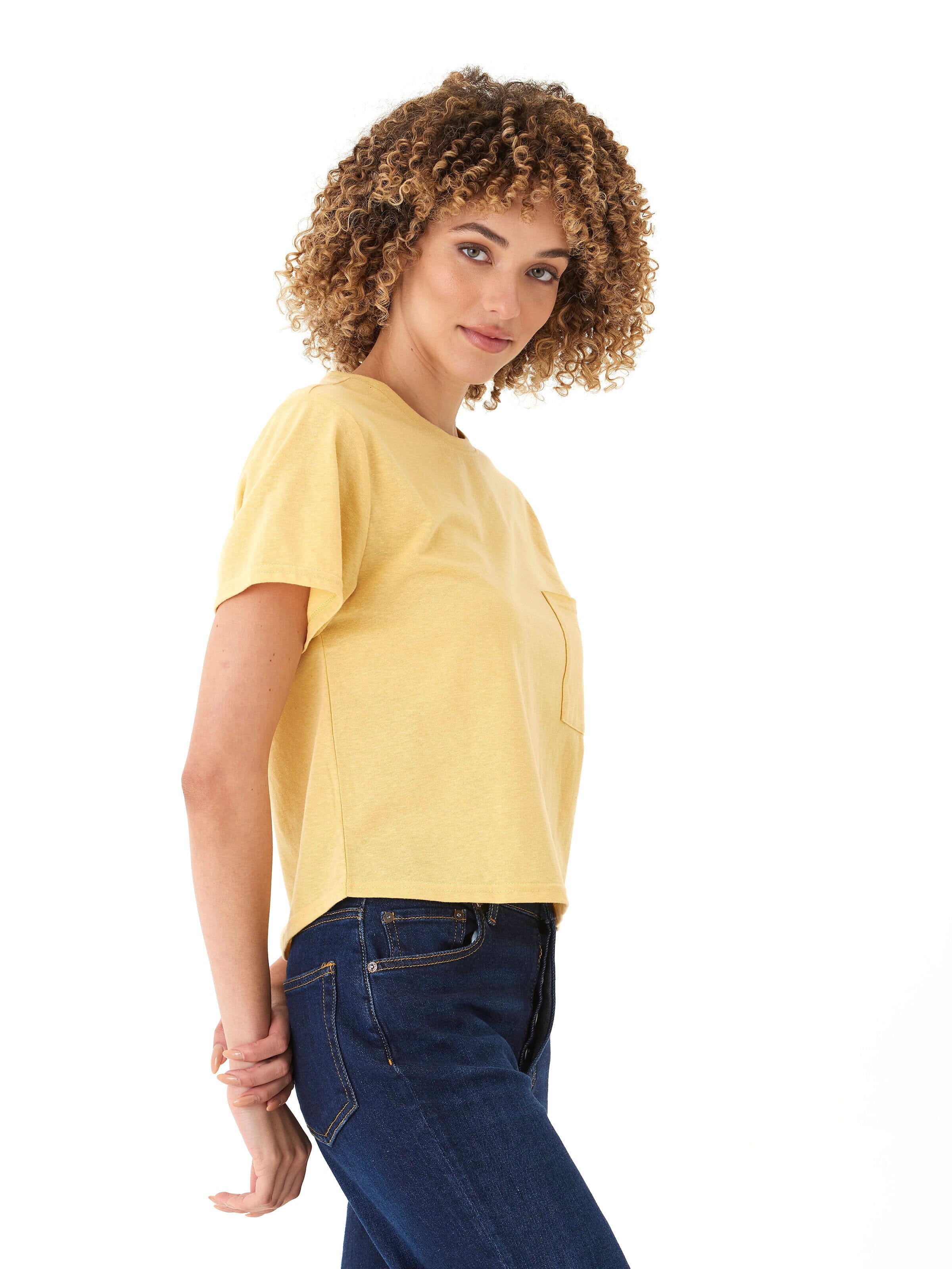 Women's Core Triblend Jersey Pocket Tee in Yellow