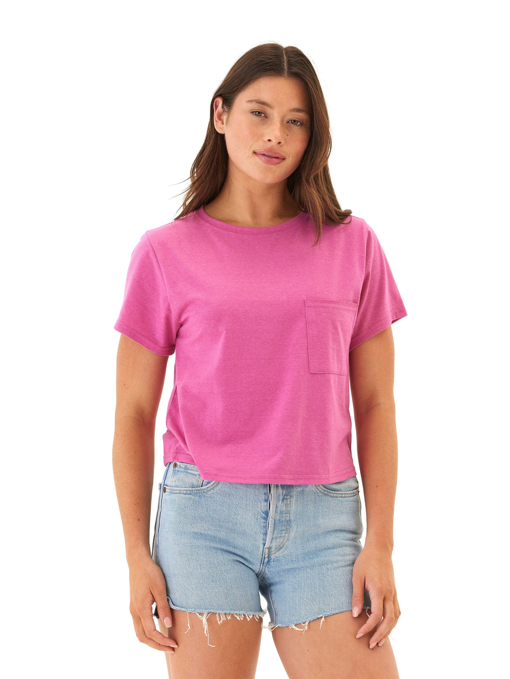 Core Triblend Jersey Pocket Tee – Relaxed Fit Magenta Pink Top