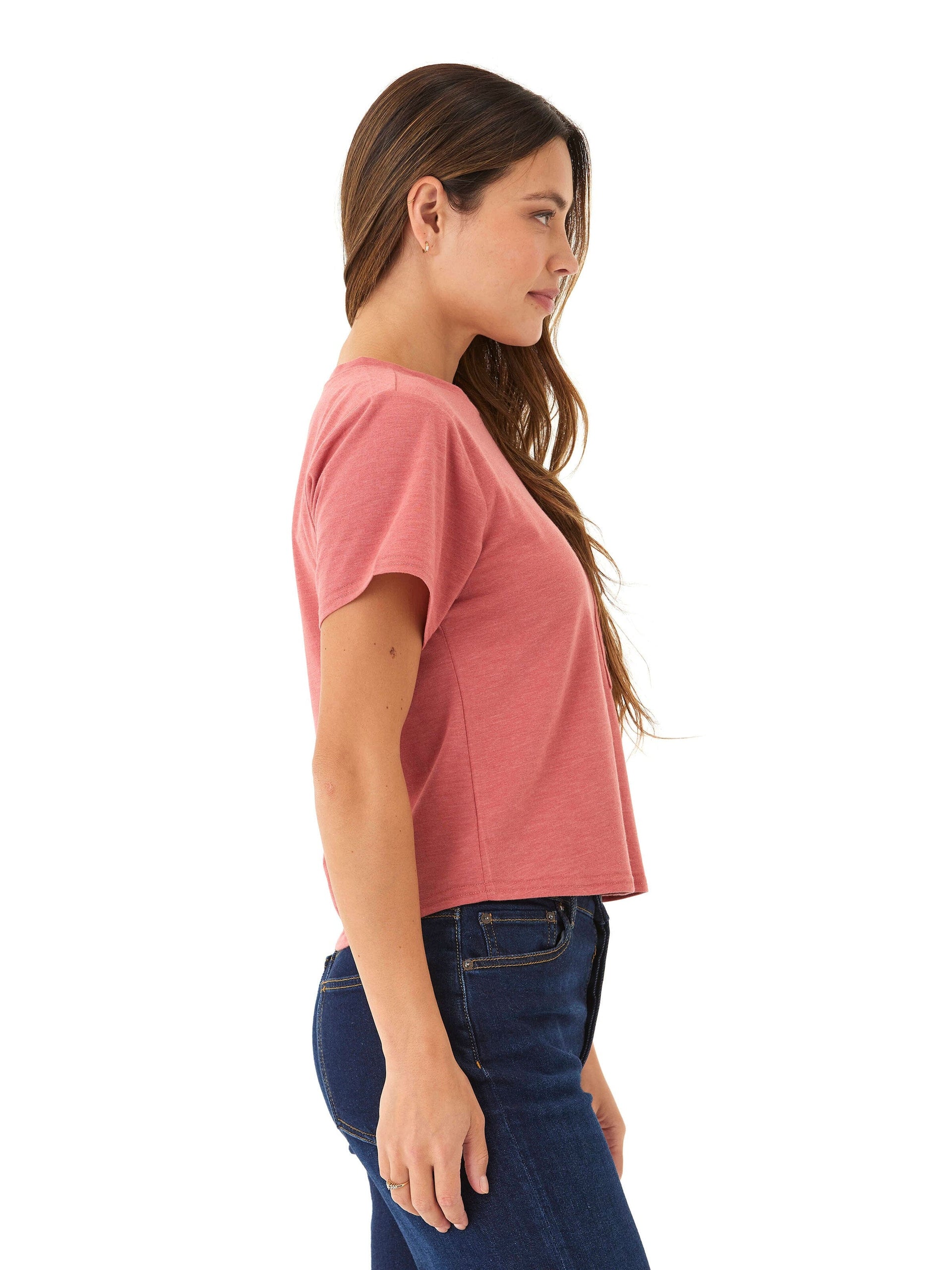 Core Triblend Jersey Pocket Tee – Women’s Dusty-Rose Crew Neck