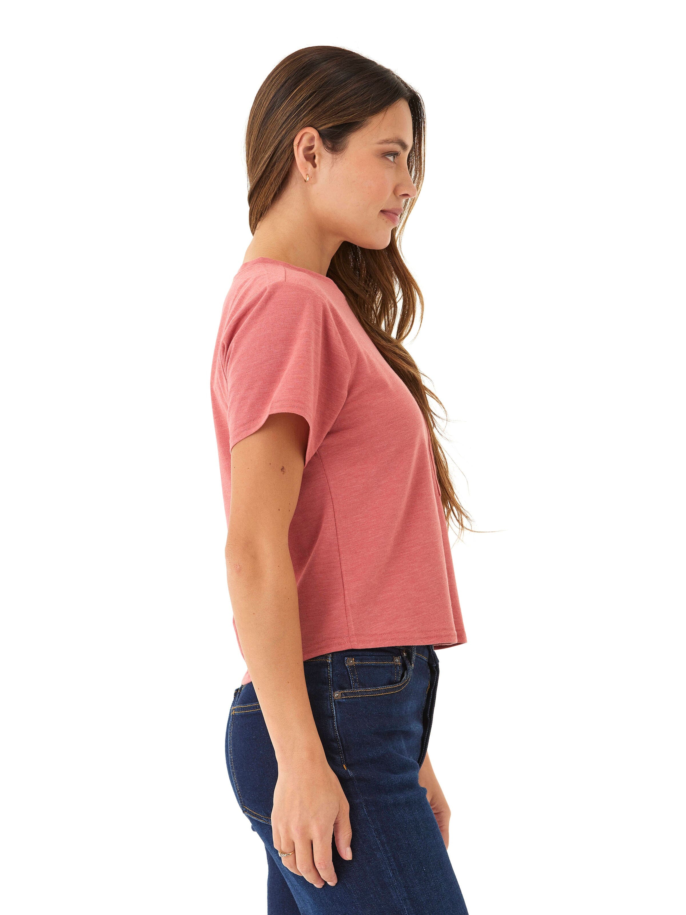 Core Triblend Jersey Pocket Tee – Women’s Dusty-Rose Crew Neck