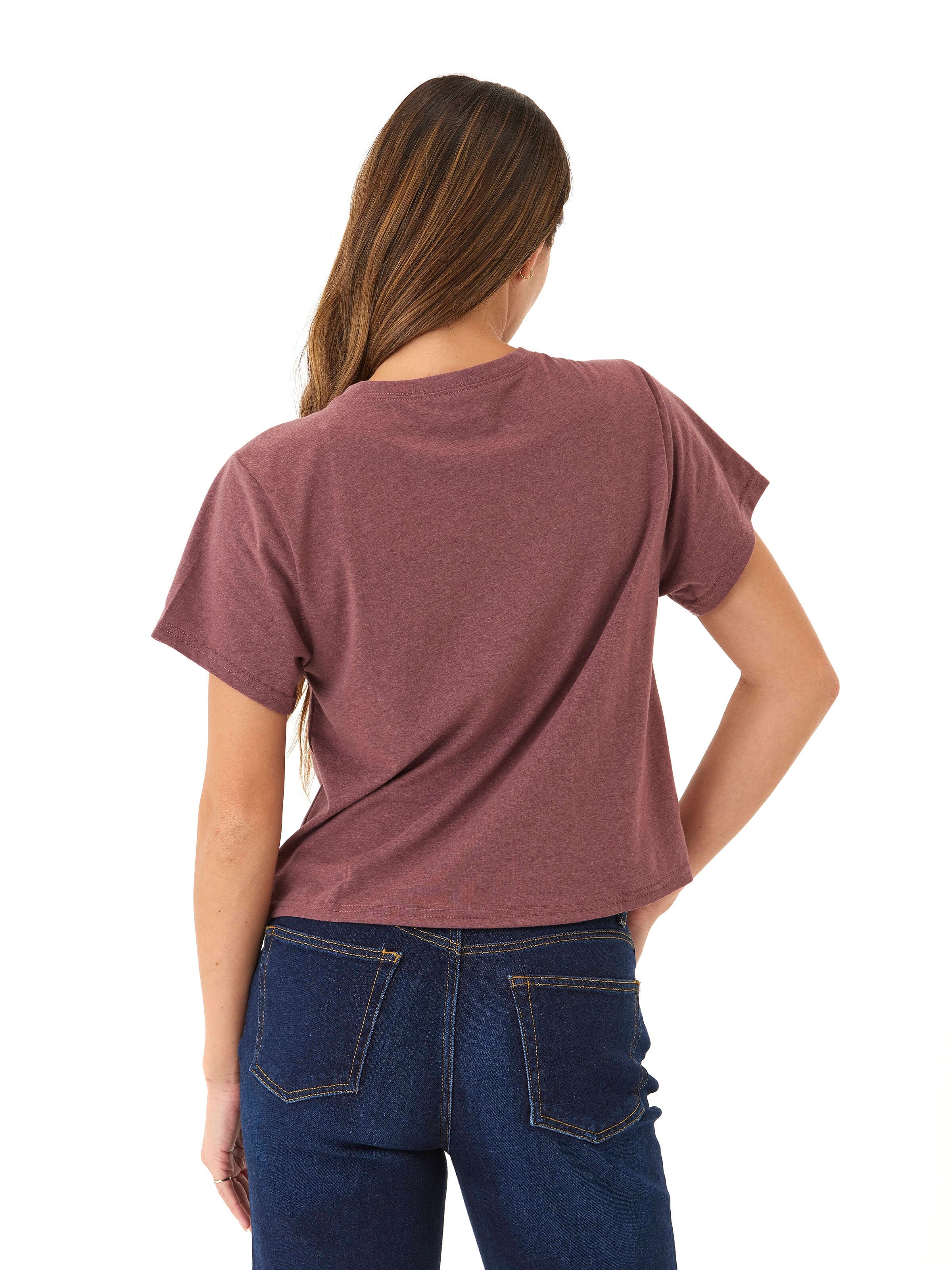Women's Core Triblend Jersey Pocket Tee in Maroon Burgundy