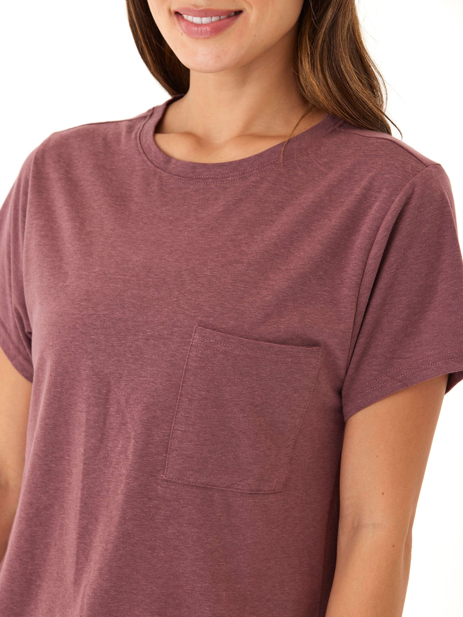 Women's Core Triblend Jersey Pocket Tee in Maroon Burgundy