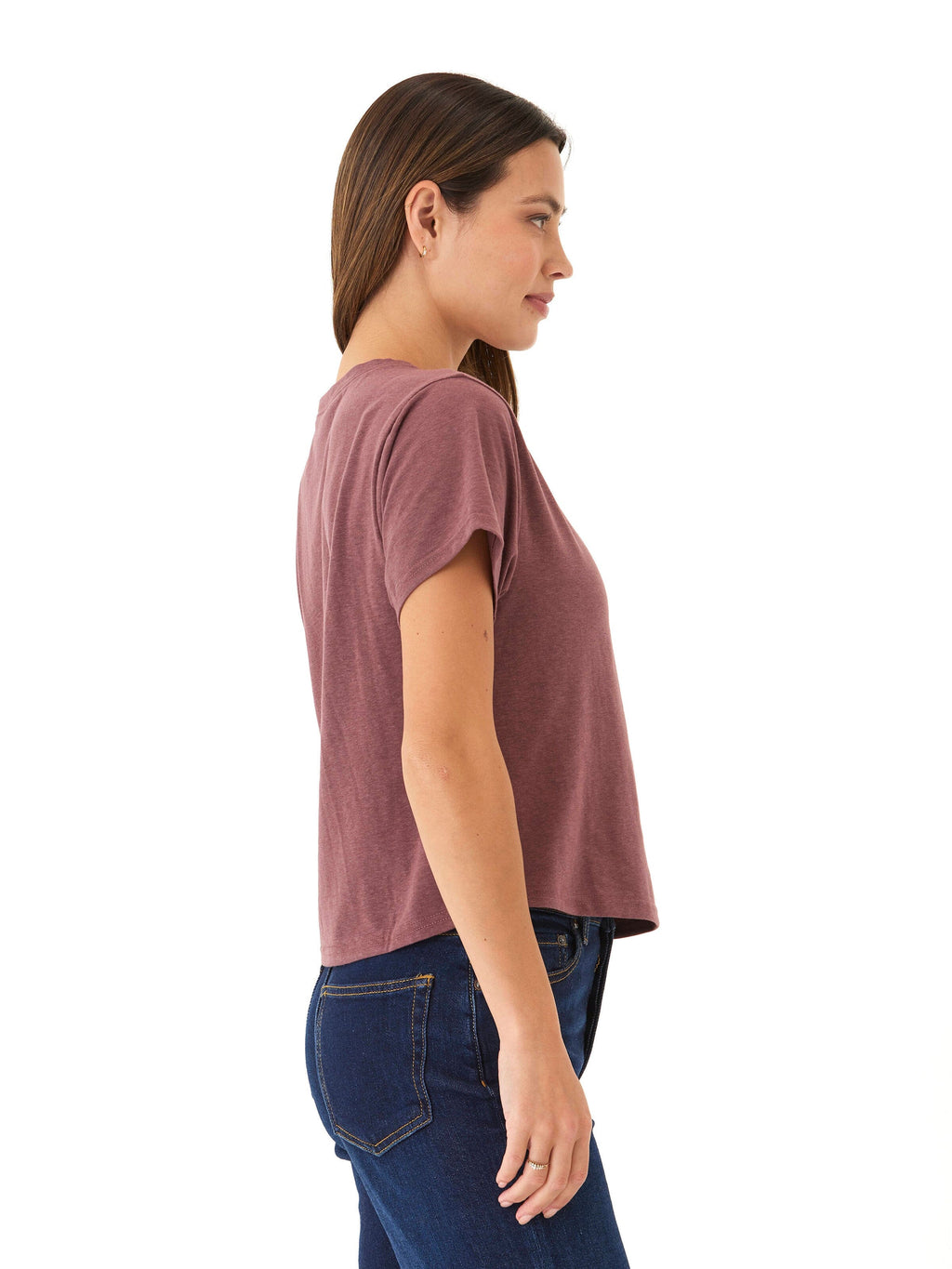Women's Core Triblend Jersey Pocket Tee in Maroon Burgundy