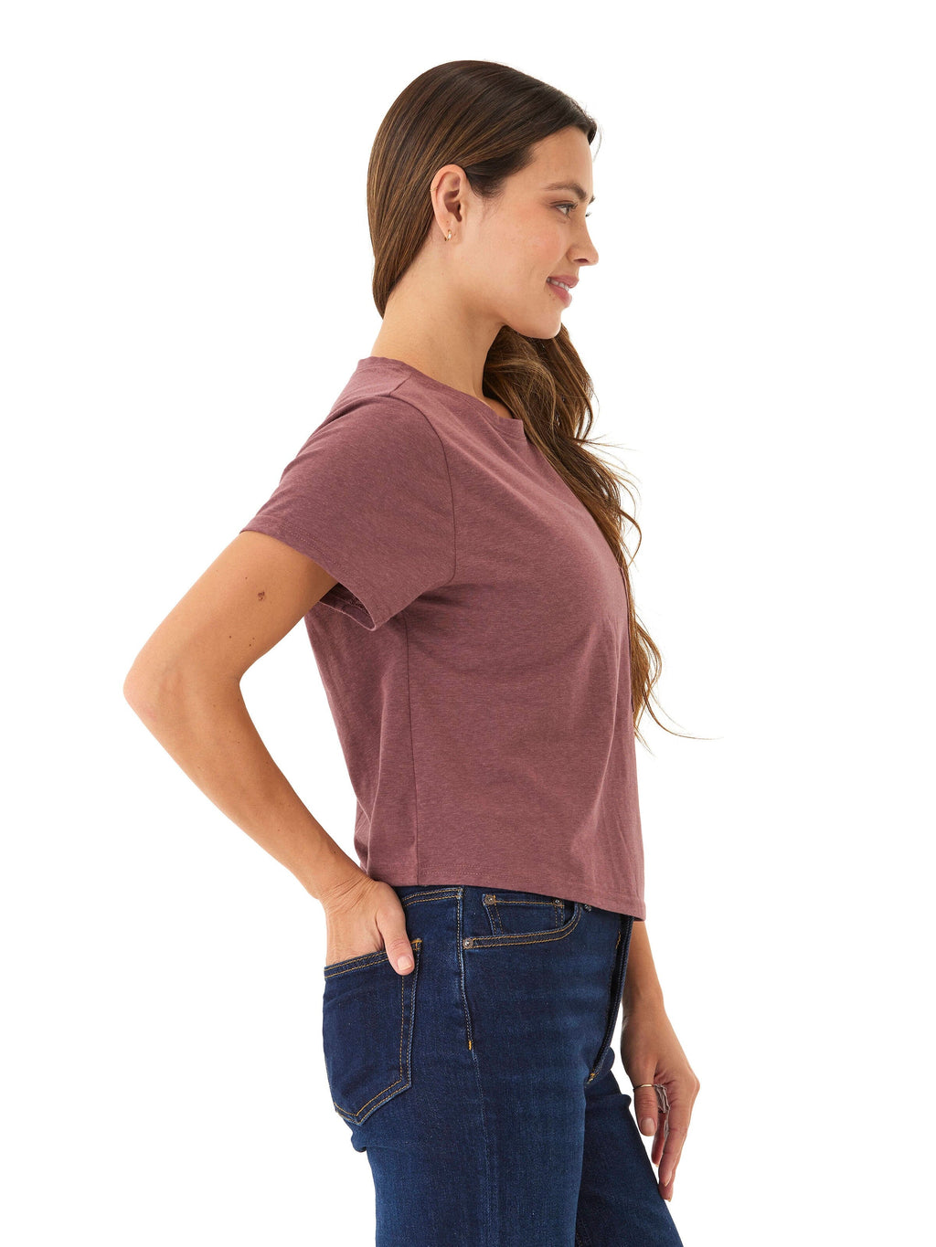 Women's Core Triblend Jersey Pocket Tee in Maroon Burgundy