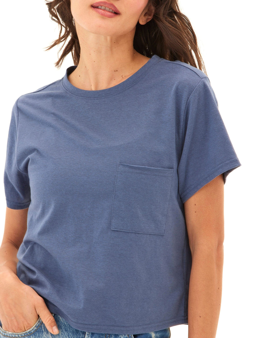 Core Triblend Jersey Pocket Tee for Women in Blue