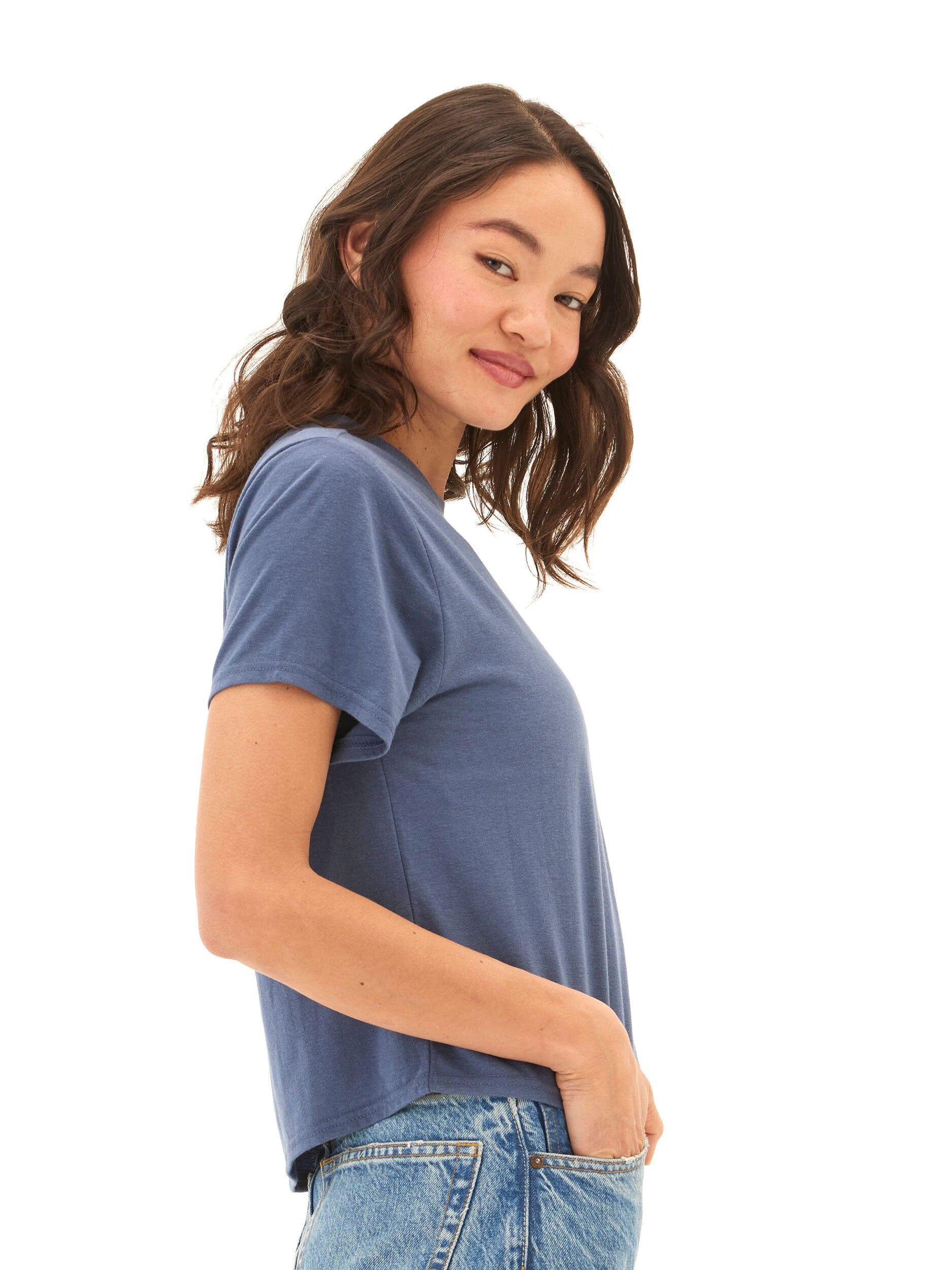 Core Triblend Jersey Pocket Tee for Women in Blue