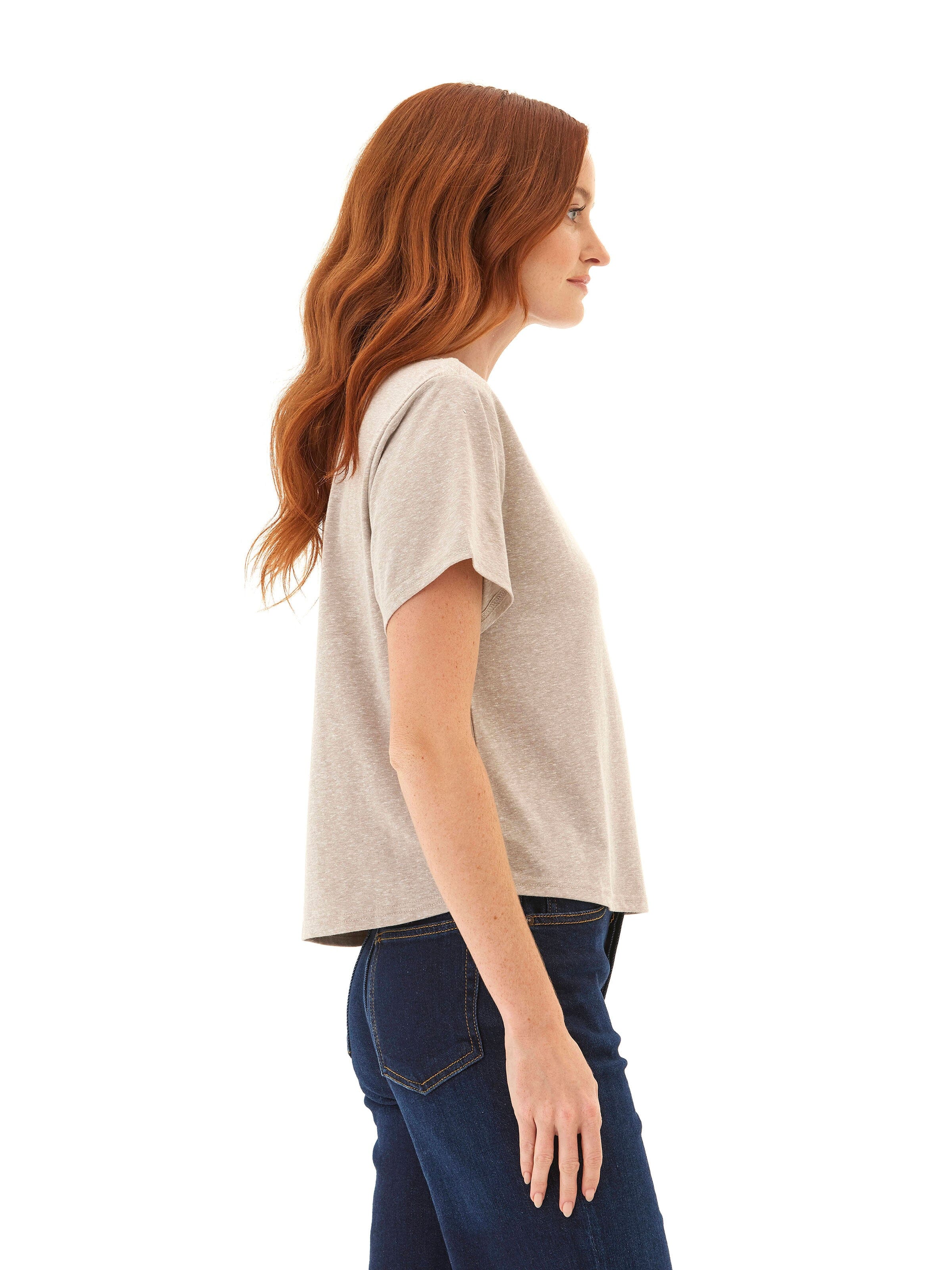 Core Triblend Jersey Pocket Tee for Women - Minimalist Beige