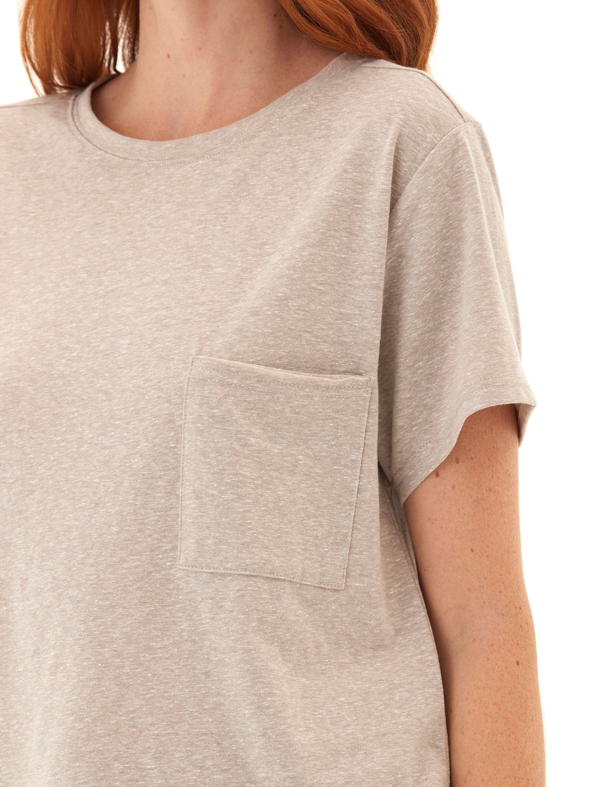 Core Triblend Jersey Pocket Tee for Women - Minimalist Beige