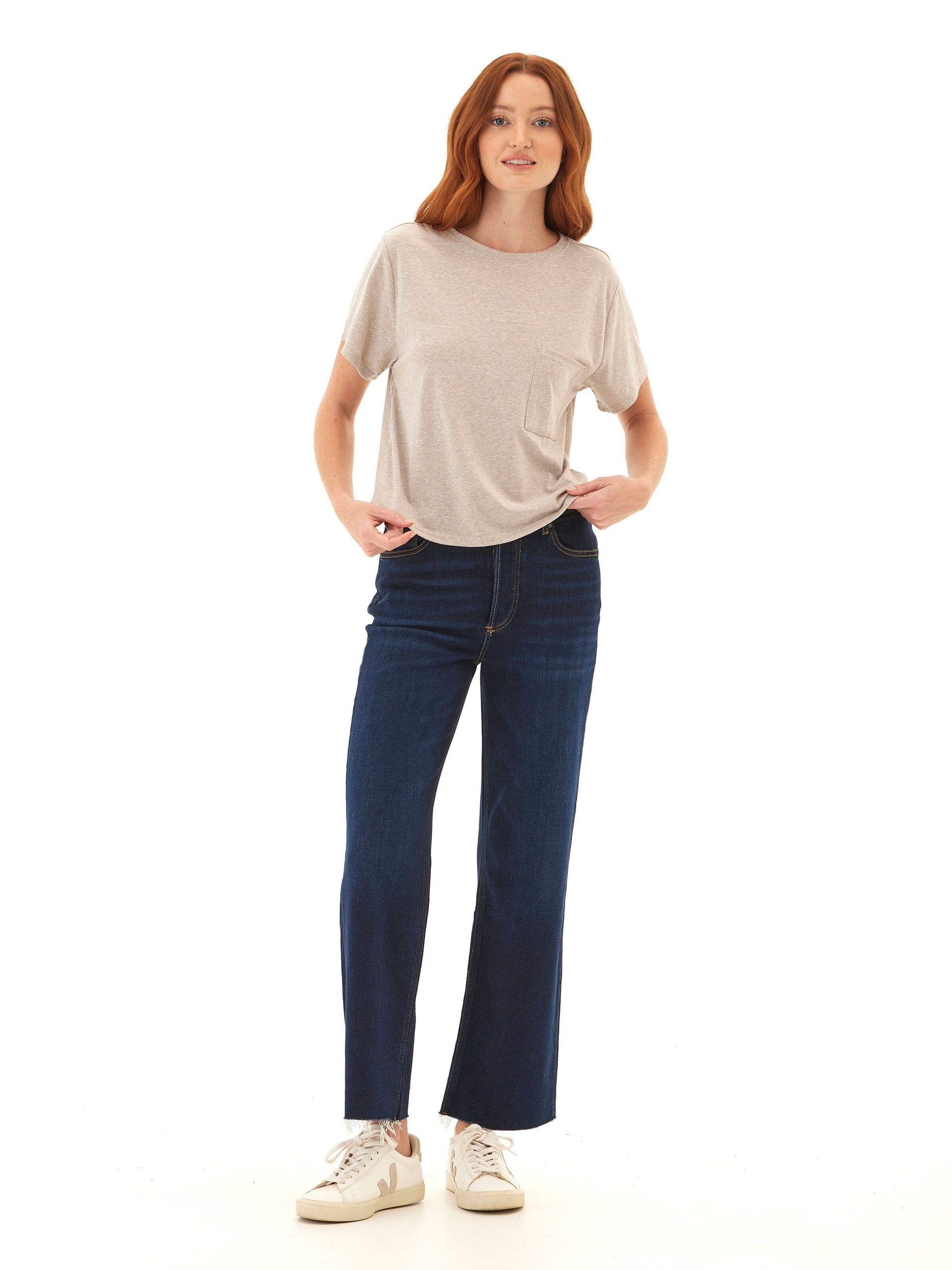 Core Triblend Jersey Pocket Tee for Women - Minimalist Beige