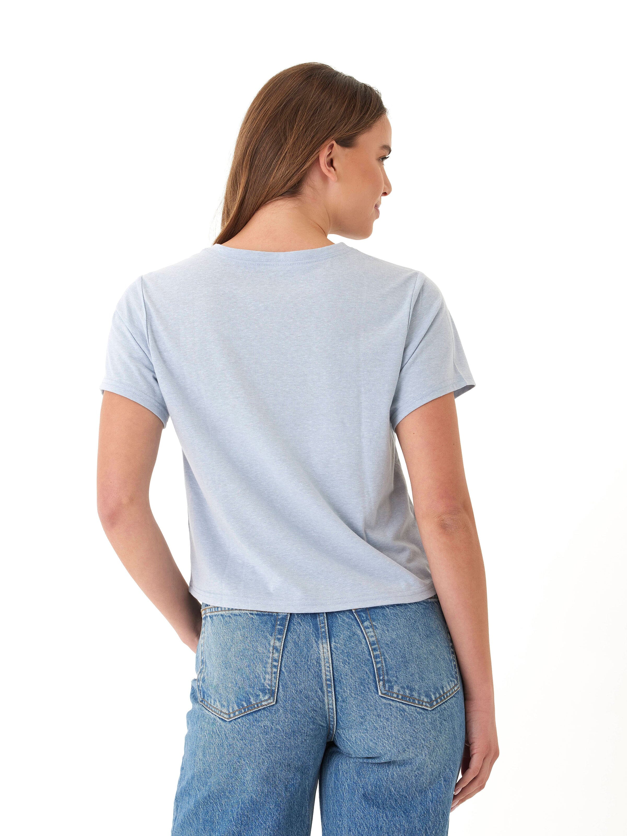 Women's Core Triblend Jersey Pocket Tee in Light Blue & Grey