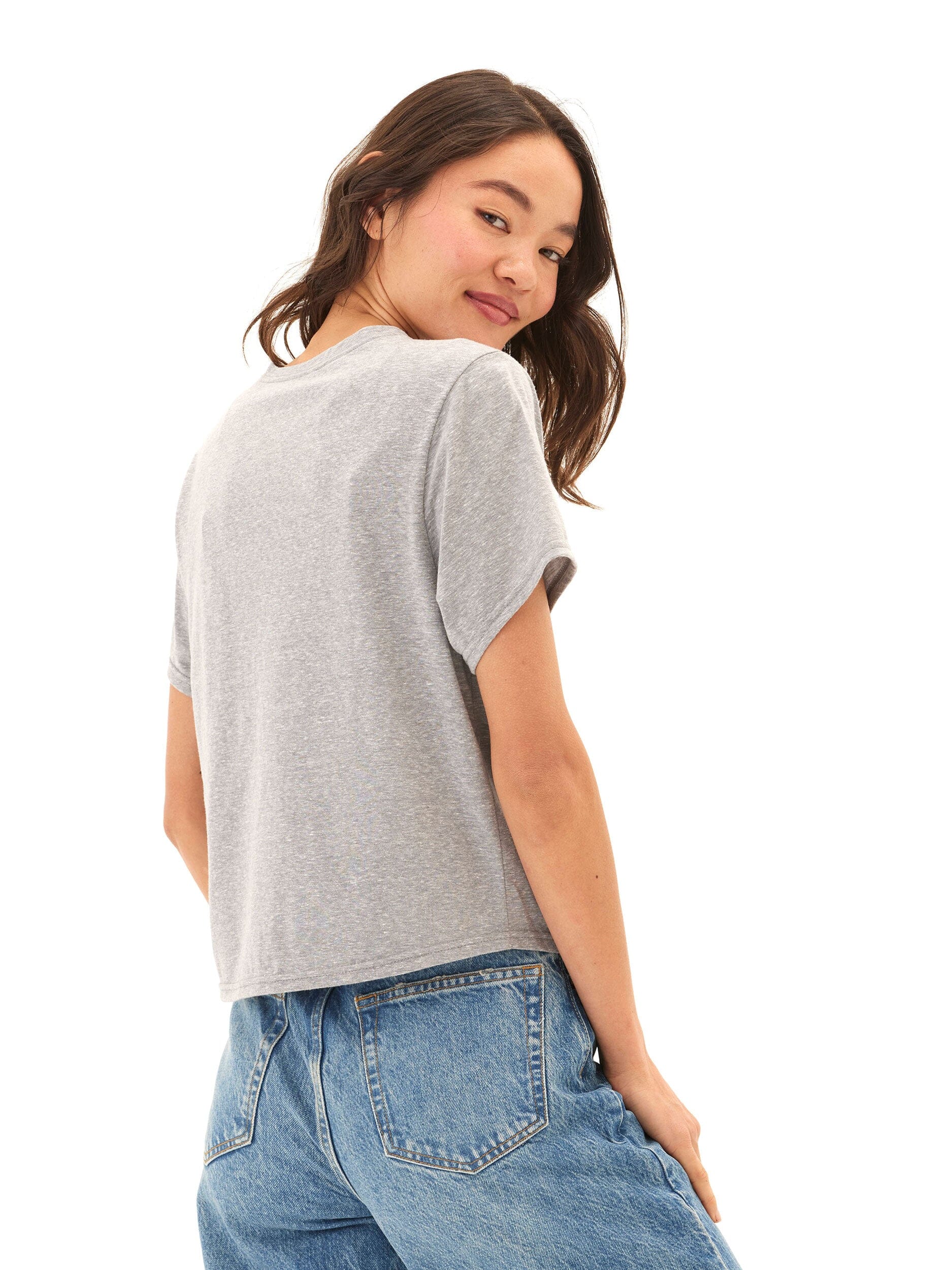 Core Triblend Jersey Women's Pocket Tee in Grey