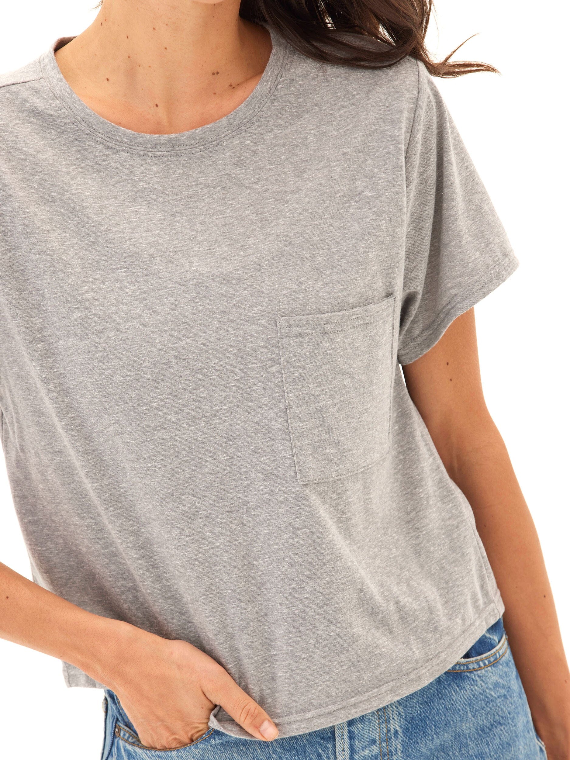 Core Triblend Jersey Women's Pocket Tee in Grey