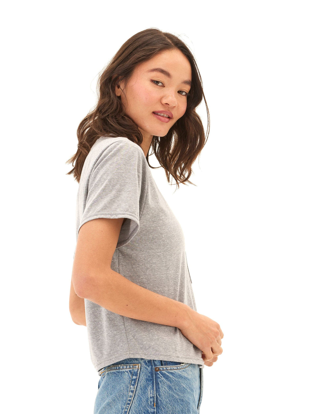 Core Triblend Jersey Women's Pocket Tee in Grey