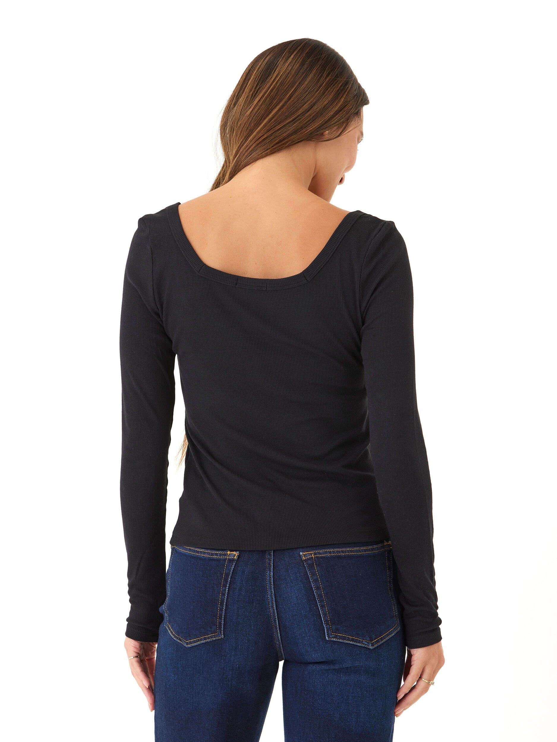 Yvette Feather Rib Square Top - Soft Stretch Everyday Basic