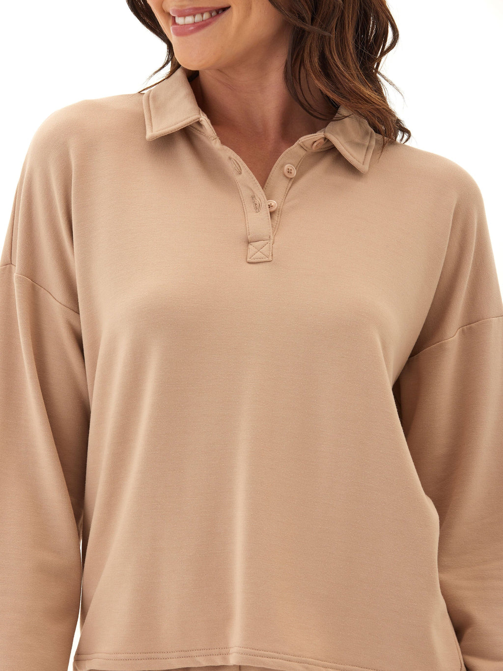 Eleanor Modal Terry Collared Relaxed Lounge Top