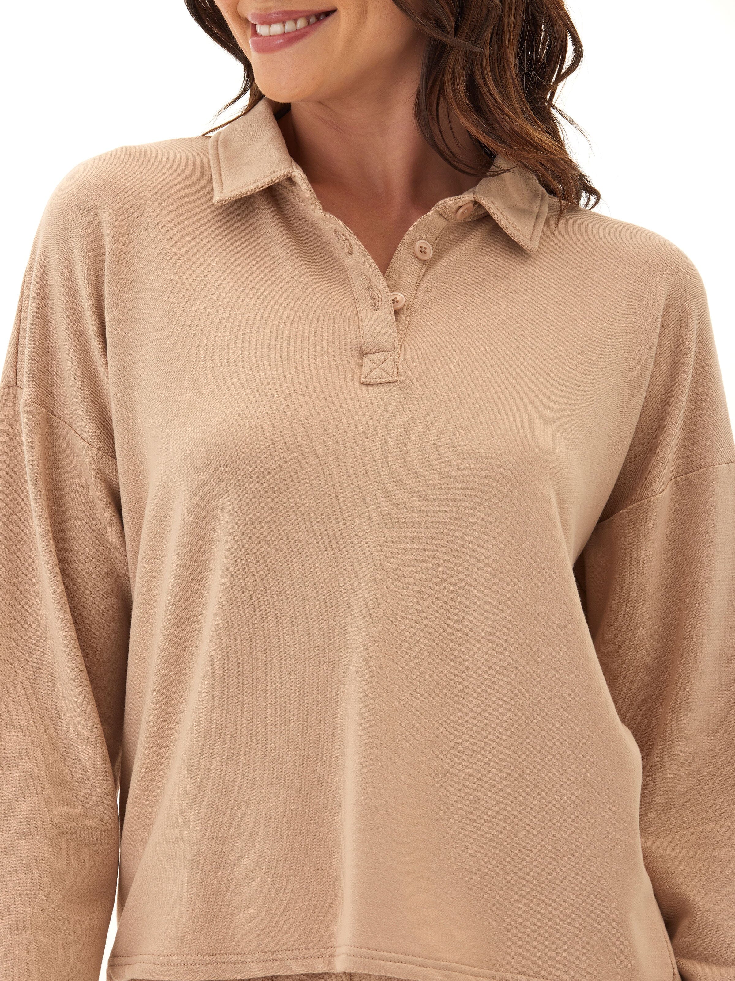Eleanor Modal Terry Collared Relaxed Lounge Top
