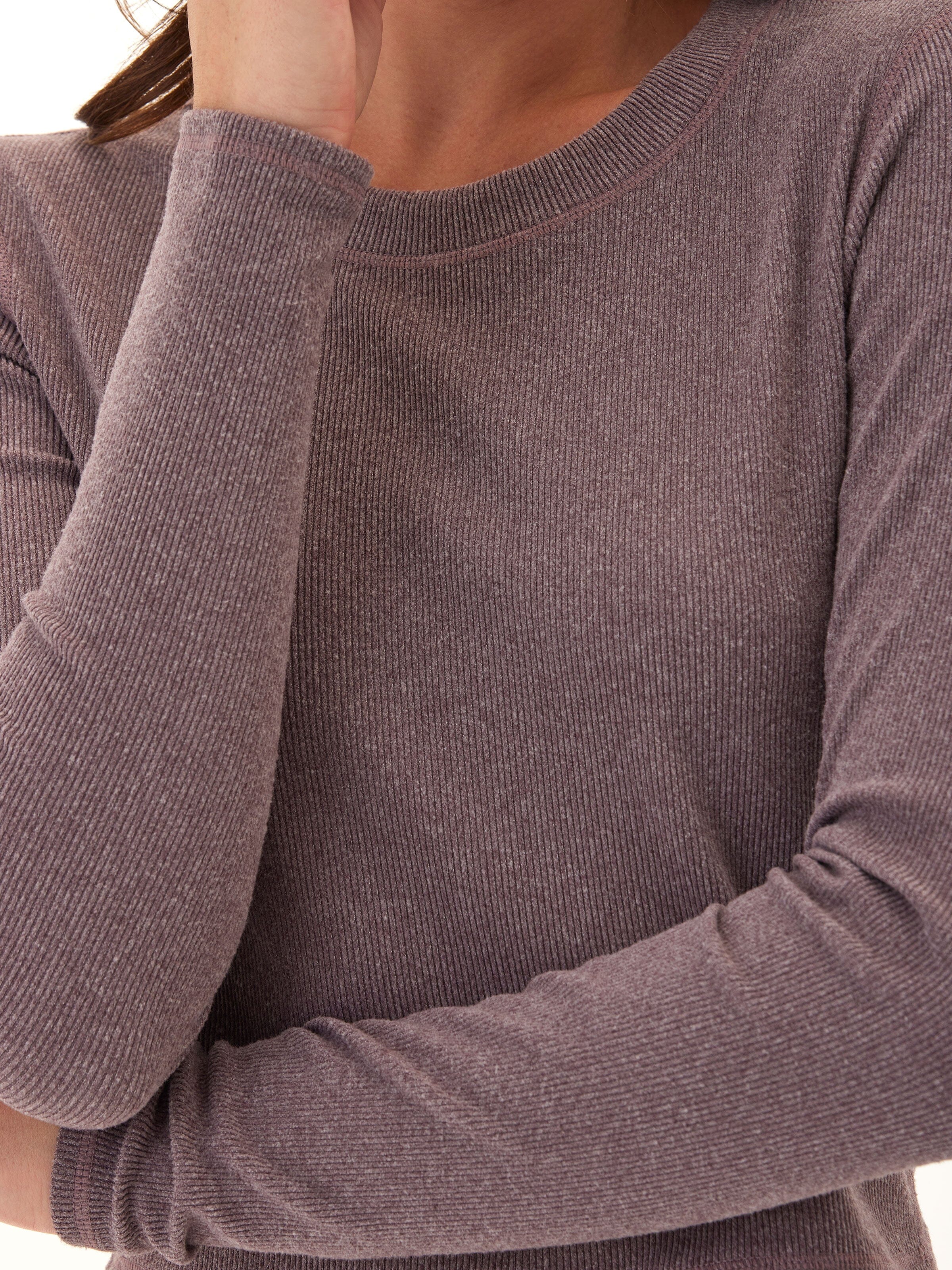Brushed Performance Rib Long Sleeve Top for Everyday Comfort