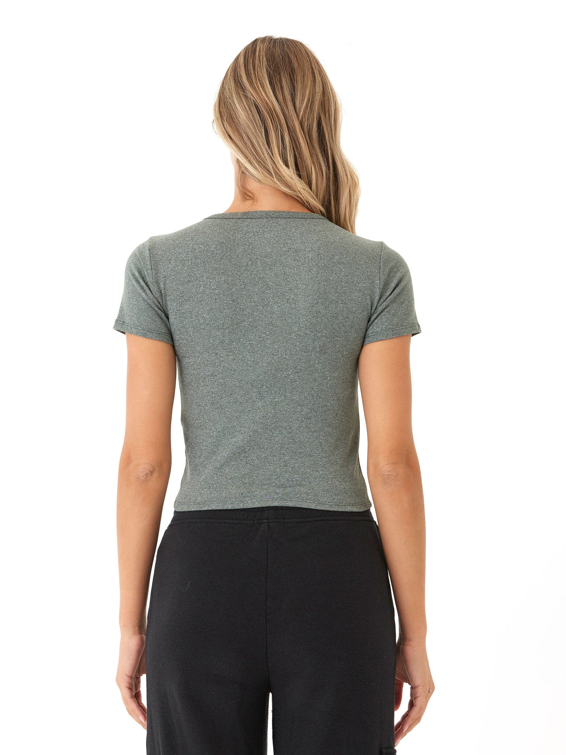 Luxe Jersey Crew Neck Tee: Women's Fitted Cropped Short Sleeve