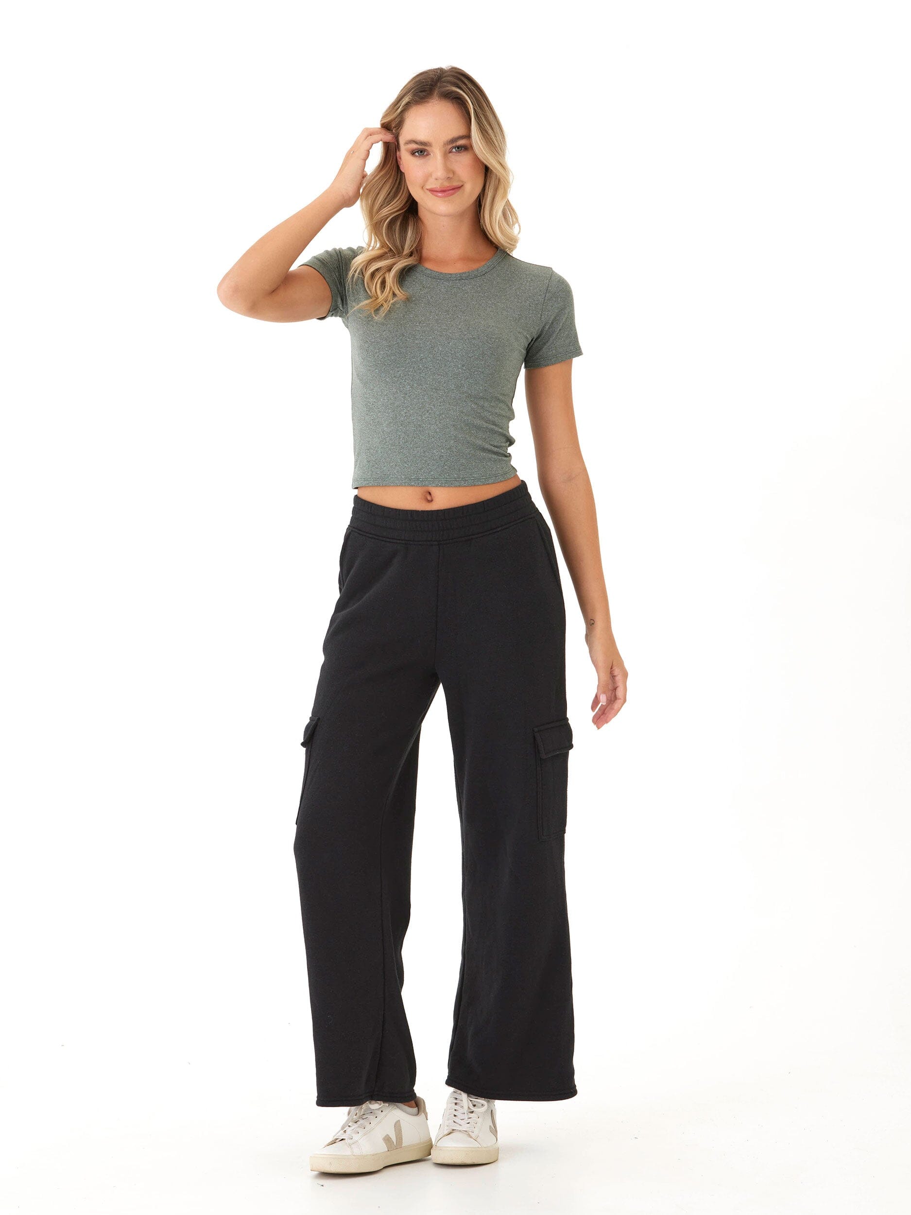 Luxe Jersey Crew Neck Tee: Women's Fitted Cropped Short Sleeve