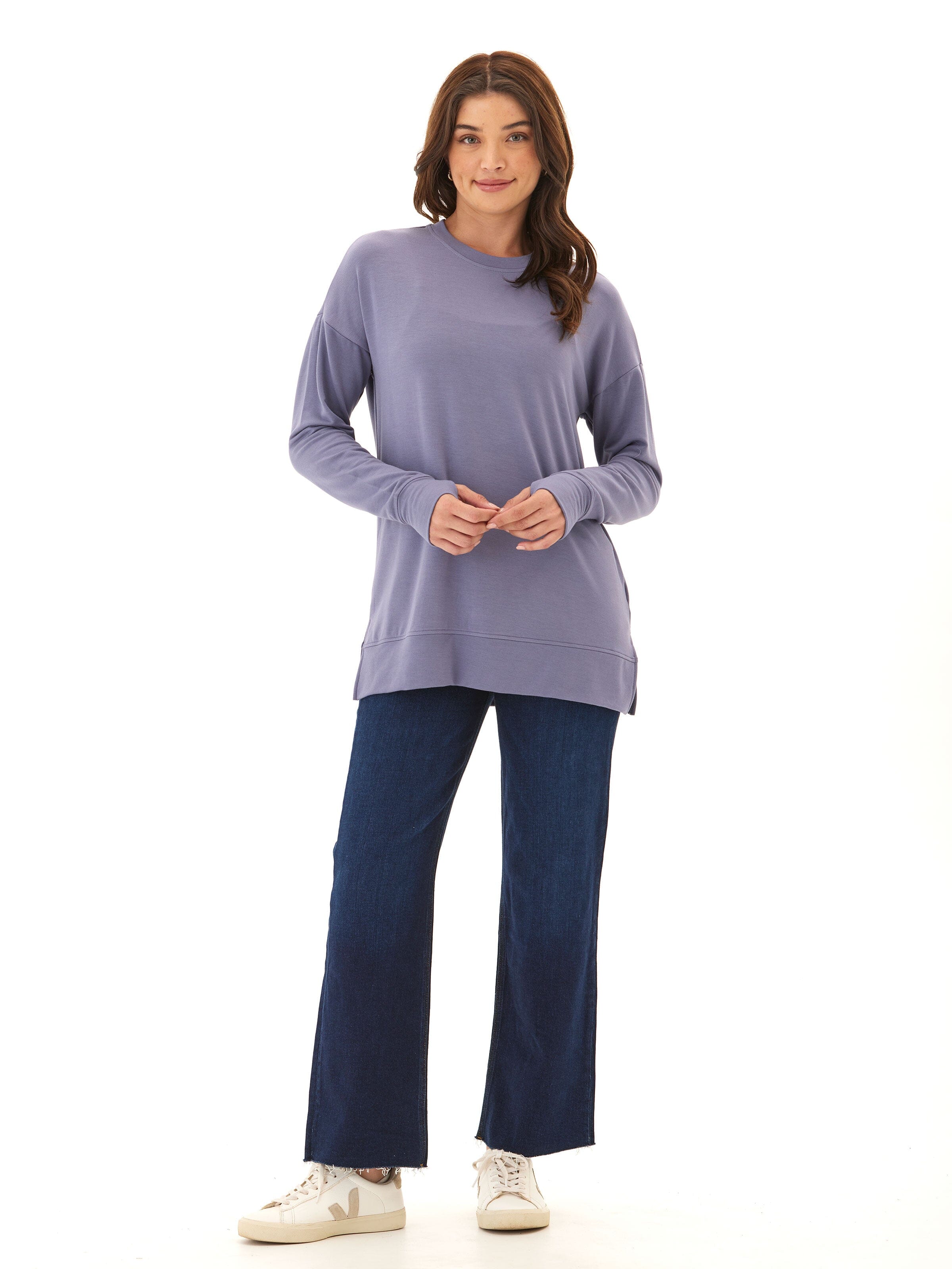 Mariah Modal Terry Tunic Top: Relaxed Drop Shoulder Loungewear