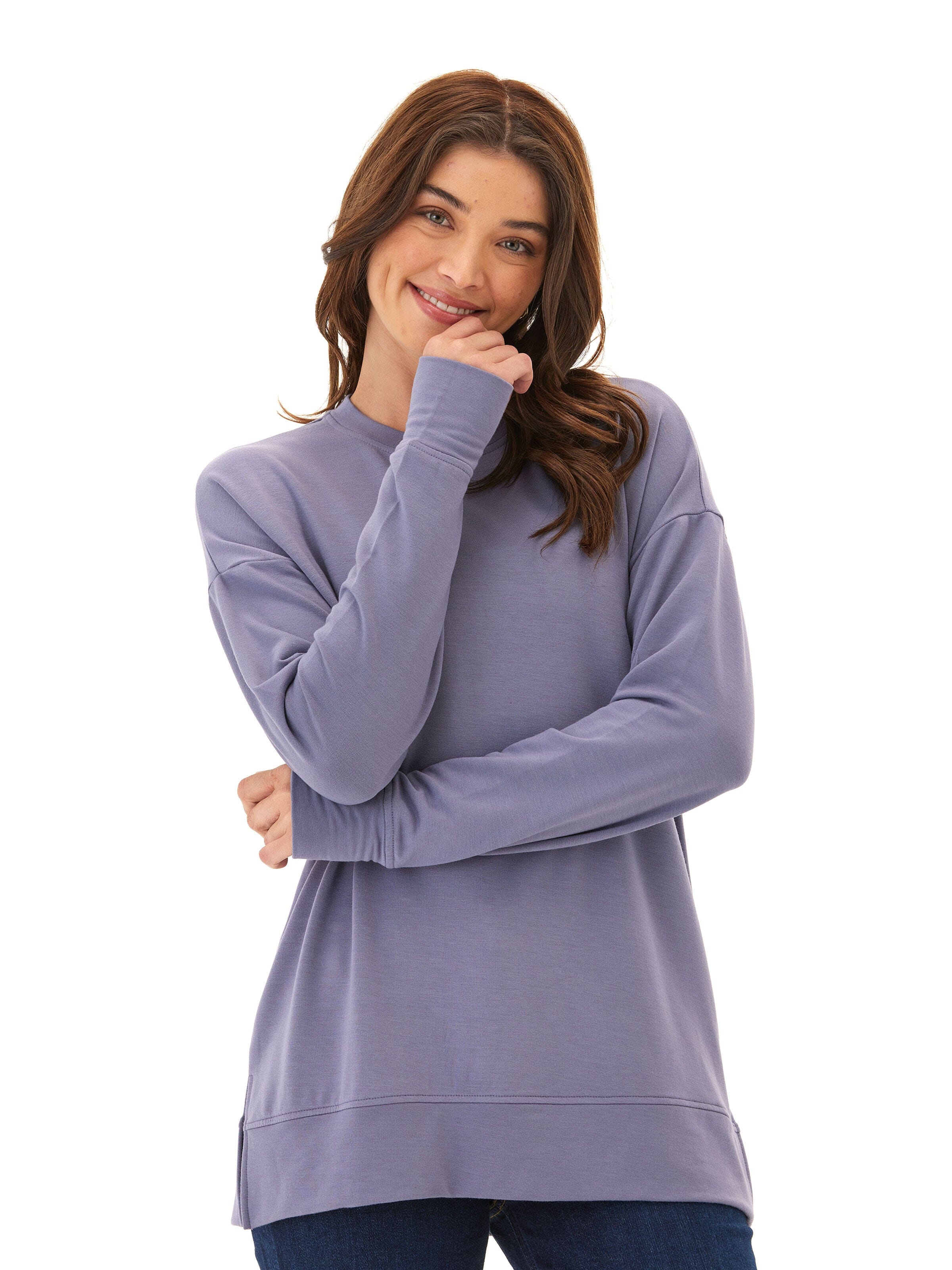 Mariah Modal Terry Tunic Top: Relaxed Drop Shoulder Loungewear