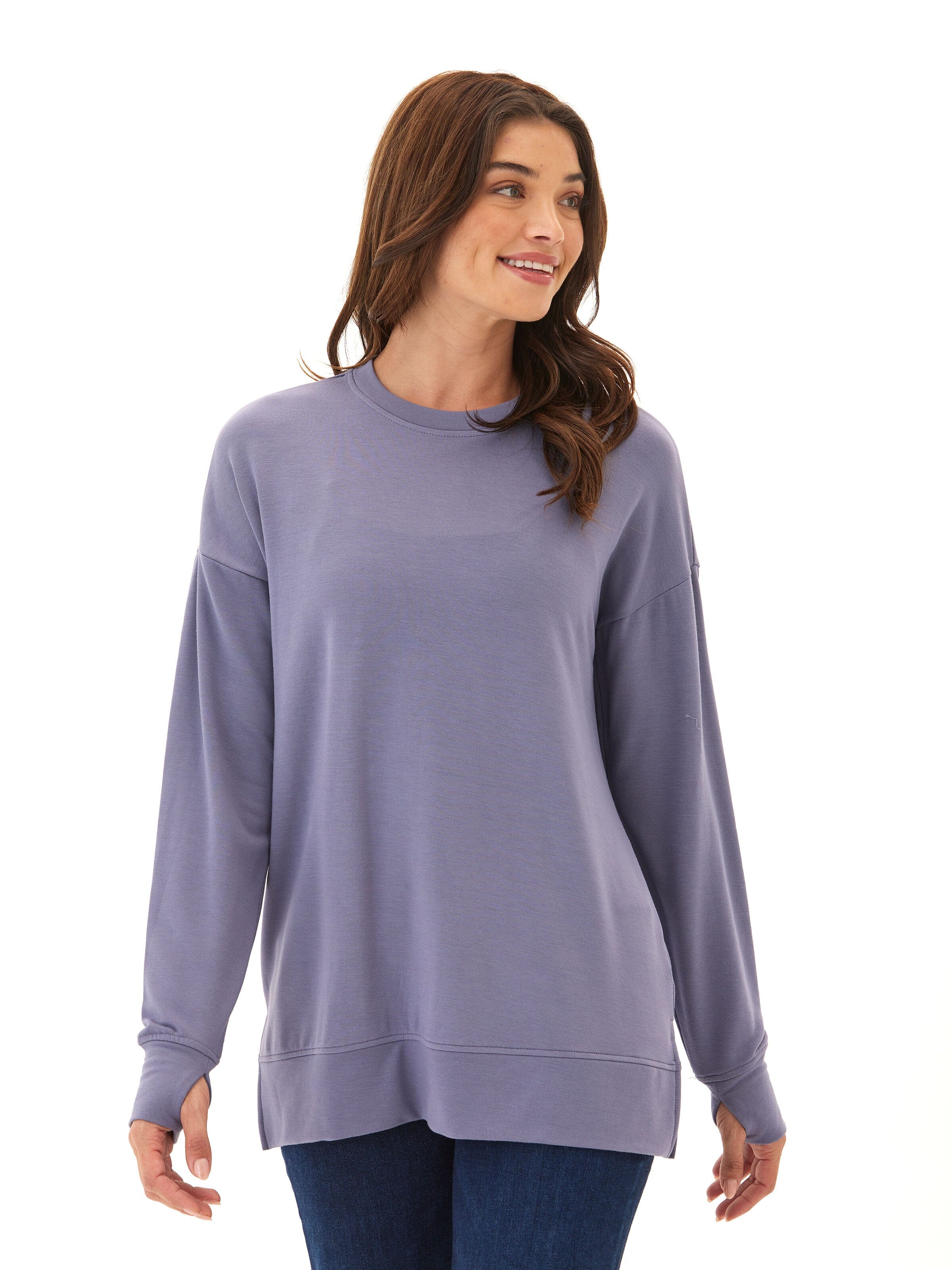 Mariah Modal Terry Tunic Top: Relaxed Drop Shoulder Loungewear