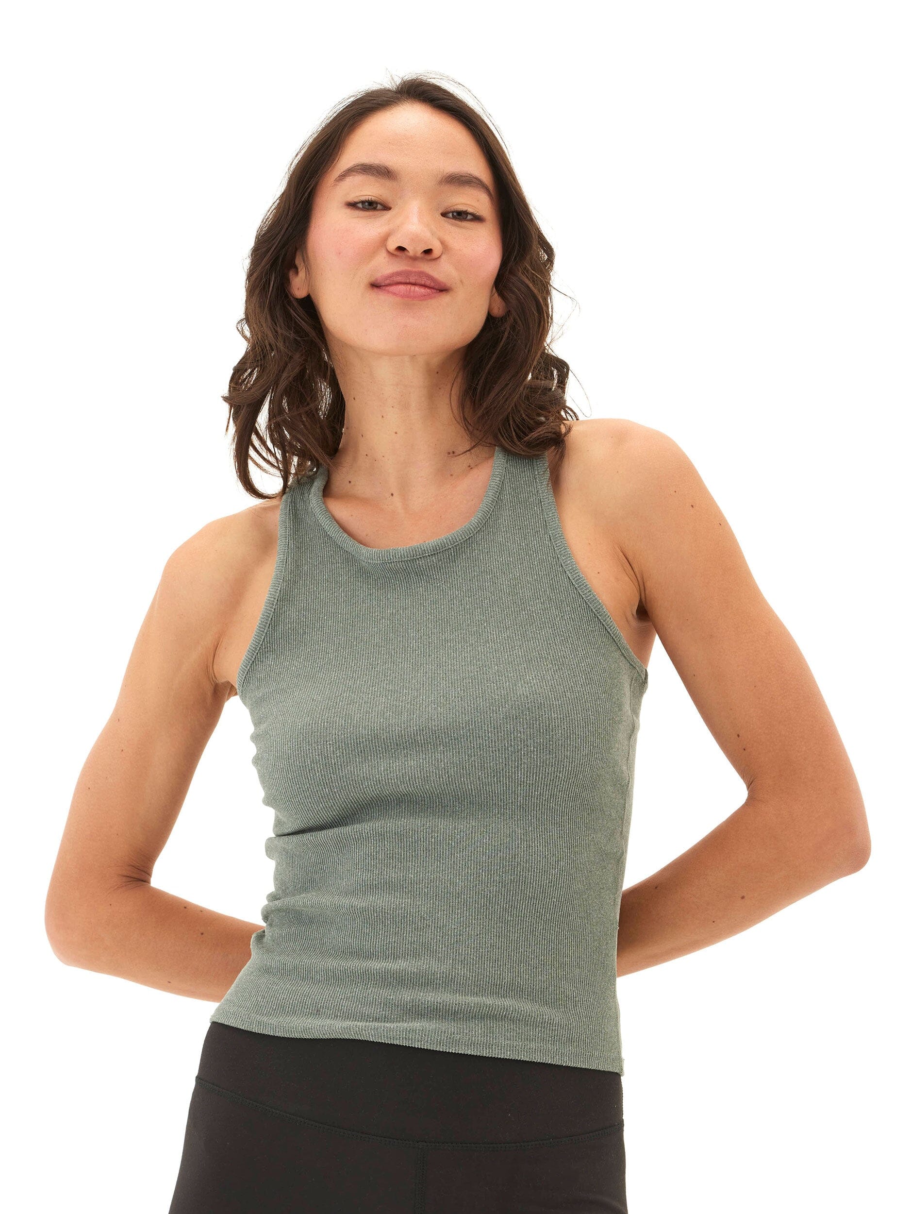 Heather Luxe Ribbed Crop Tank Top