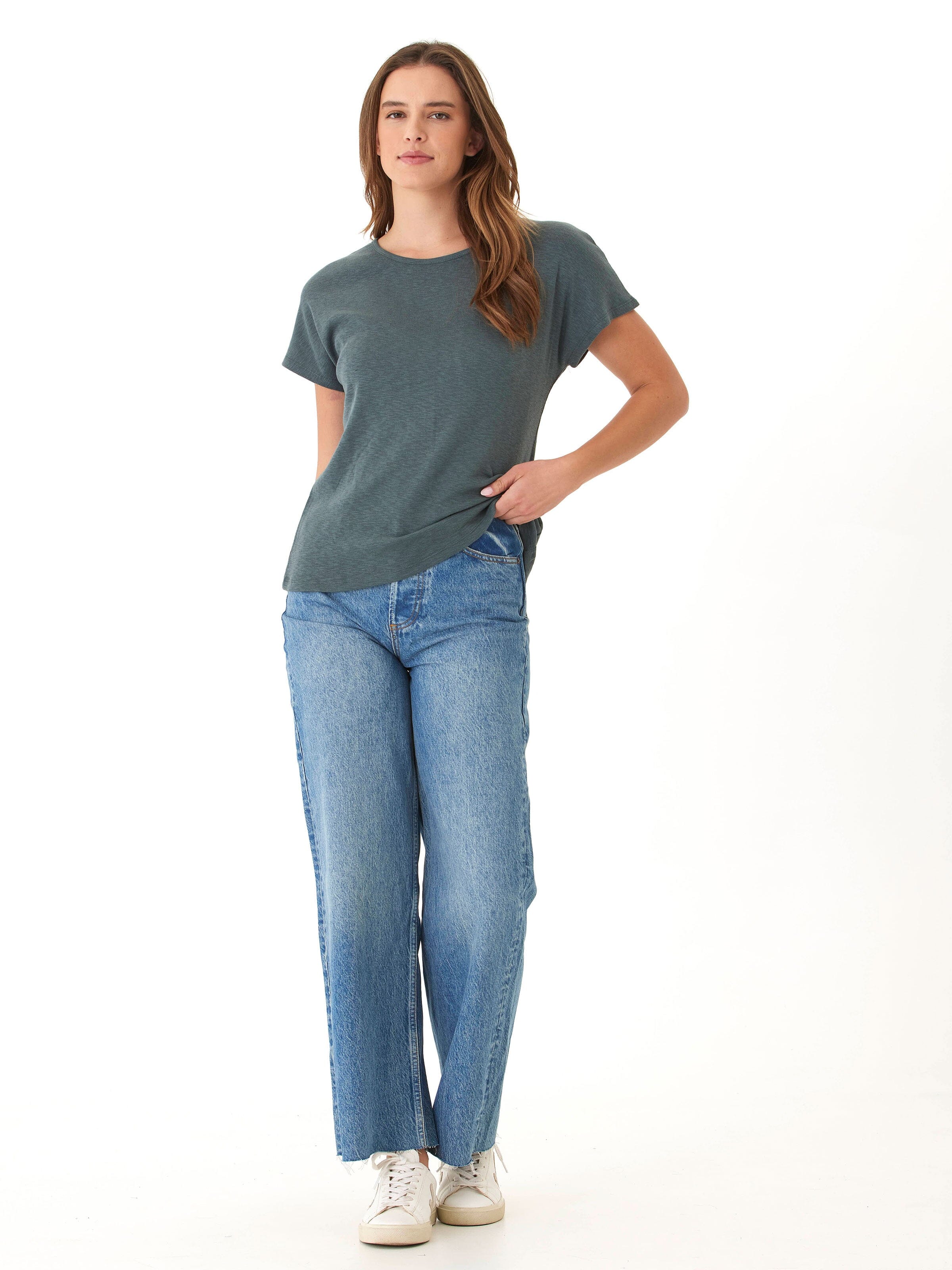 Textured Slub Jersey Cutout Top with Back Ladder Detail
