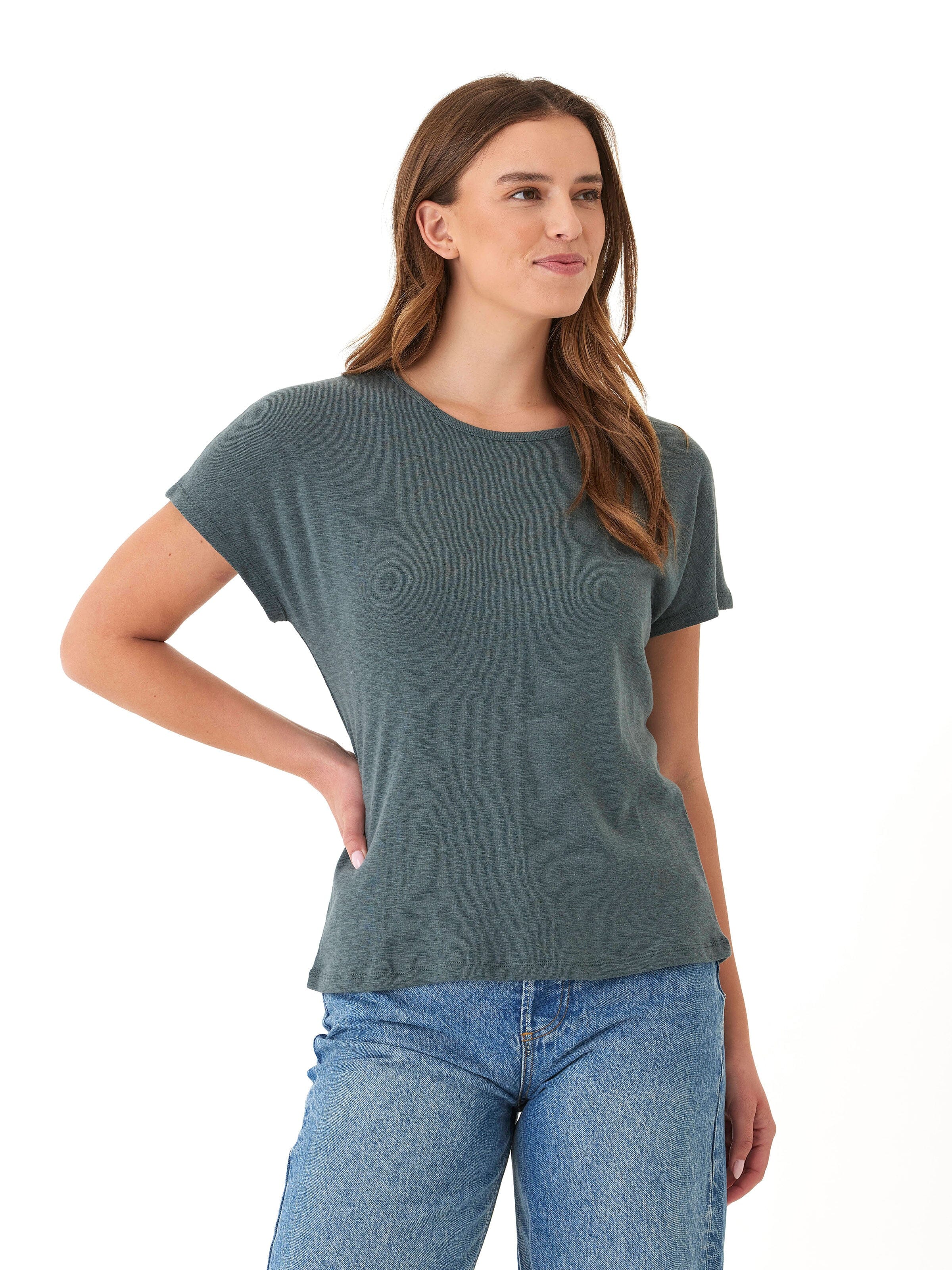 Textured Slub Jersey Cutout Top with Back Ladder Detail